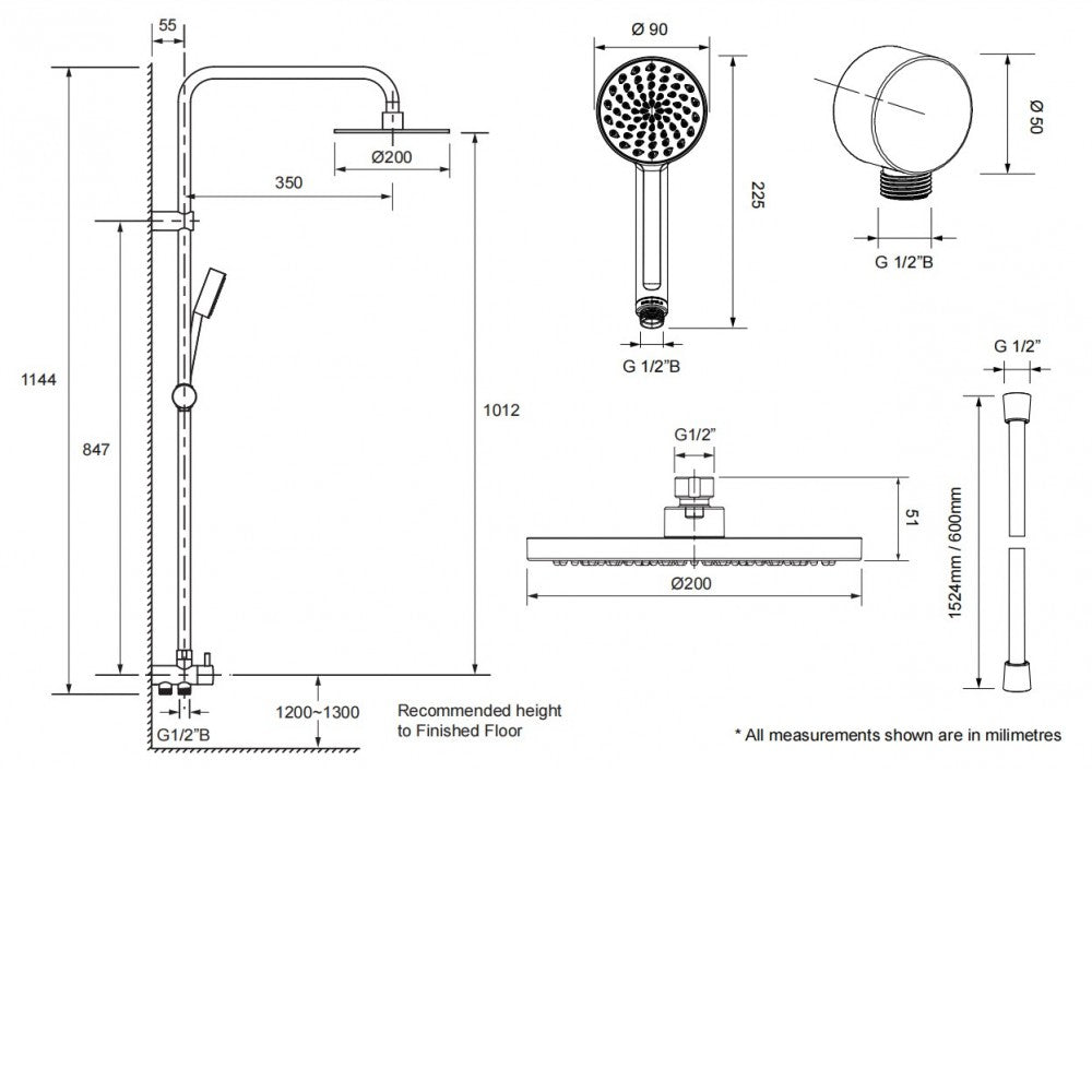 Englefield Studio Dual Rain Shower Round-Two Hoses (5625A-VS-CP)