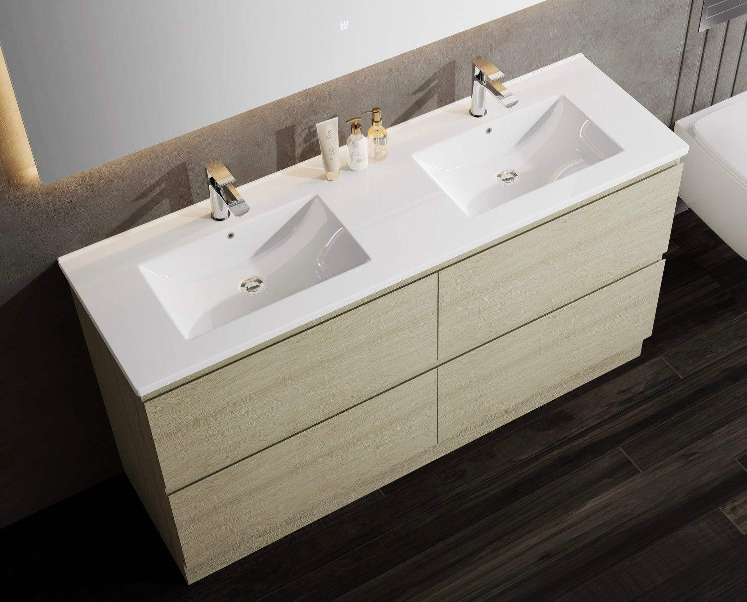 Nora Modena Floor Standing Double Bowl Vanity North American Oak W1490*D455*H820 (RBV-1030MCLO1500D)