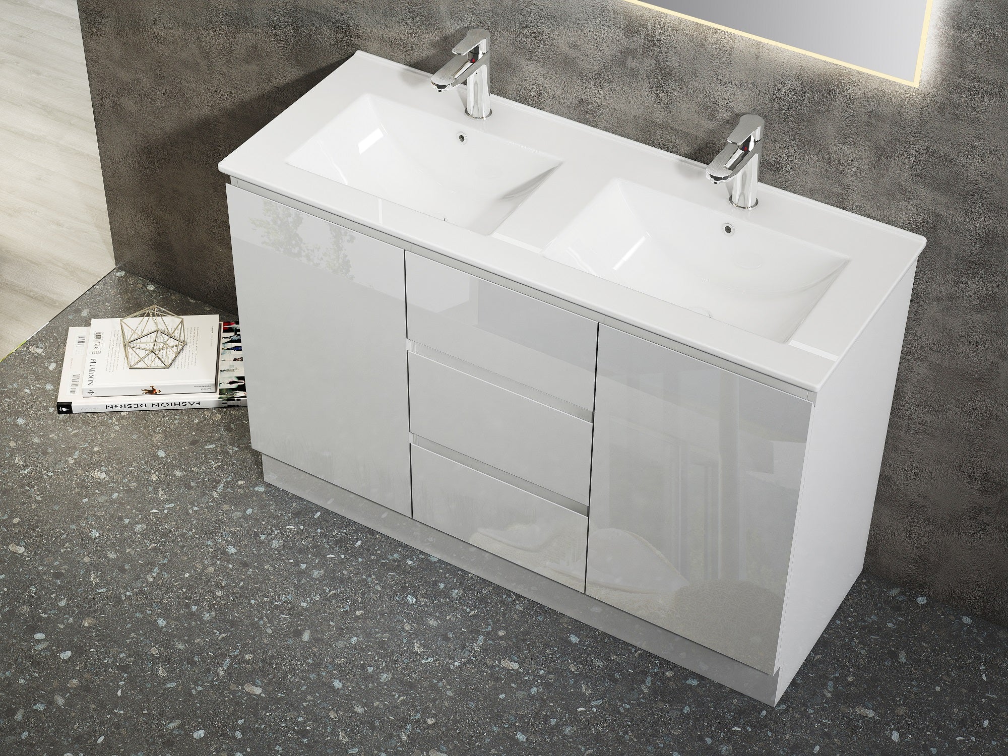 Nora Modena Floor Standing Double Bowl Vanity White W1190 * D455* H820 (RBV-1032MCWH1200D)