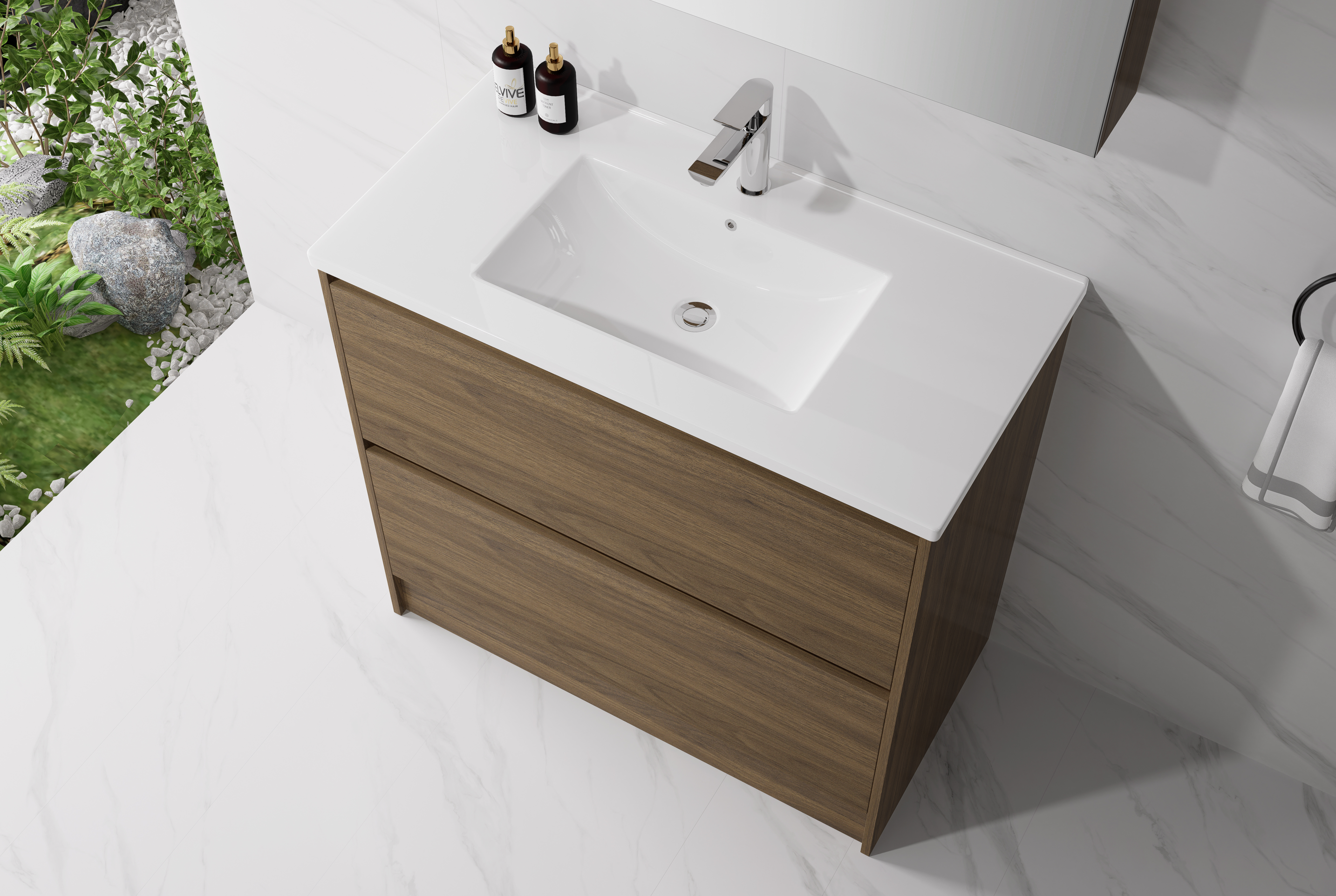 Nora Verona Floor Standing Vanity Walnut W740*D455*H820 (RBV-5009MCWN750)
