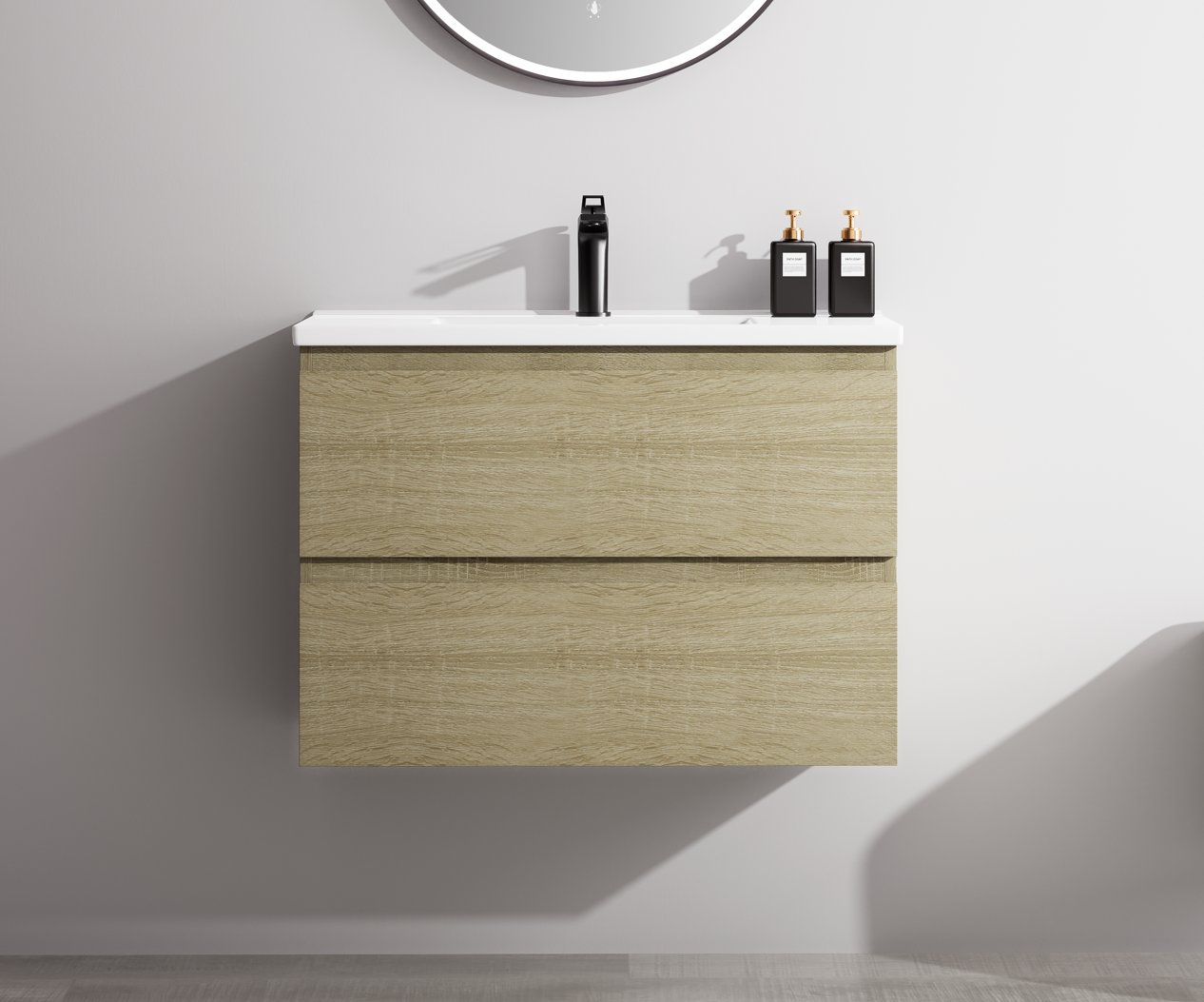 Nora Modena Wall-Hung Slim Vanity North American Oak W590*D355*H520 (RBV-1020MCLO600)