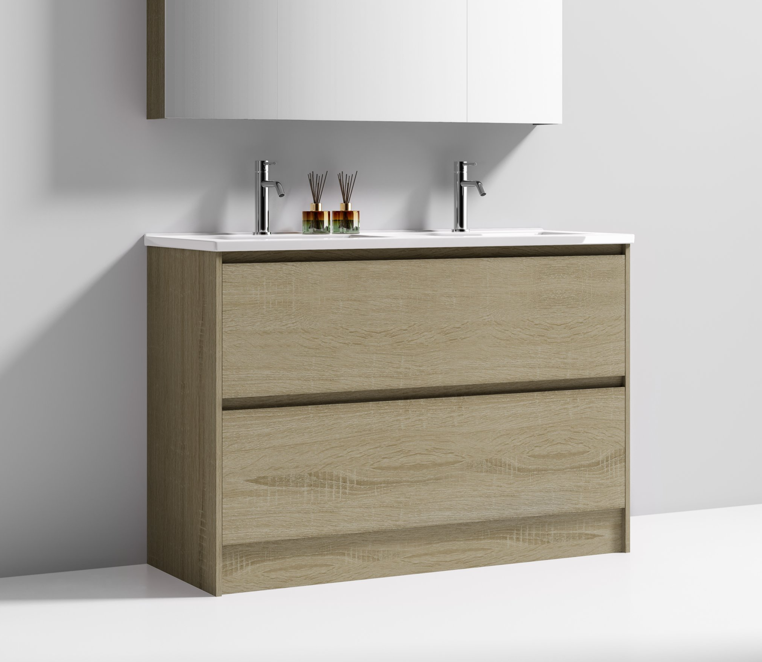 Nora Verona Floor Standing Vanity Double Bowl North American Oak W1190*D455*H820 (RBV-6009MCNAO1200DB) CABINET ONLY