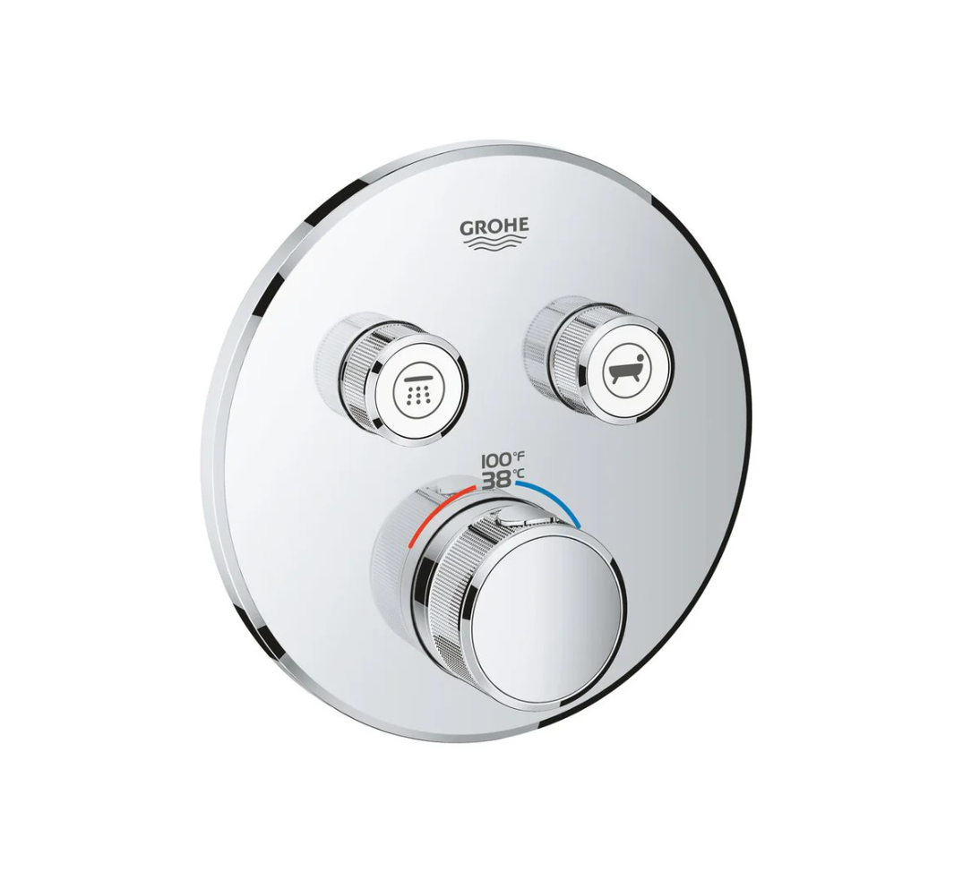 Grohe Smart Control Thermostatic Mixer, 2 Function Round Chrome (29137000)