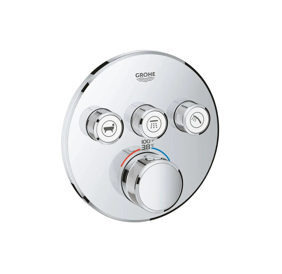 Grohe Smart Control Thermostatic Mixer, 3 Function Round Chrome (29138000)