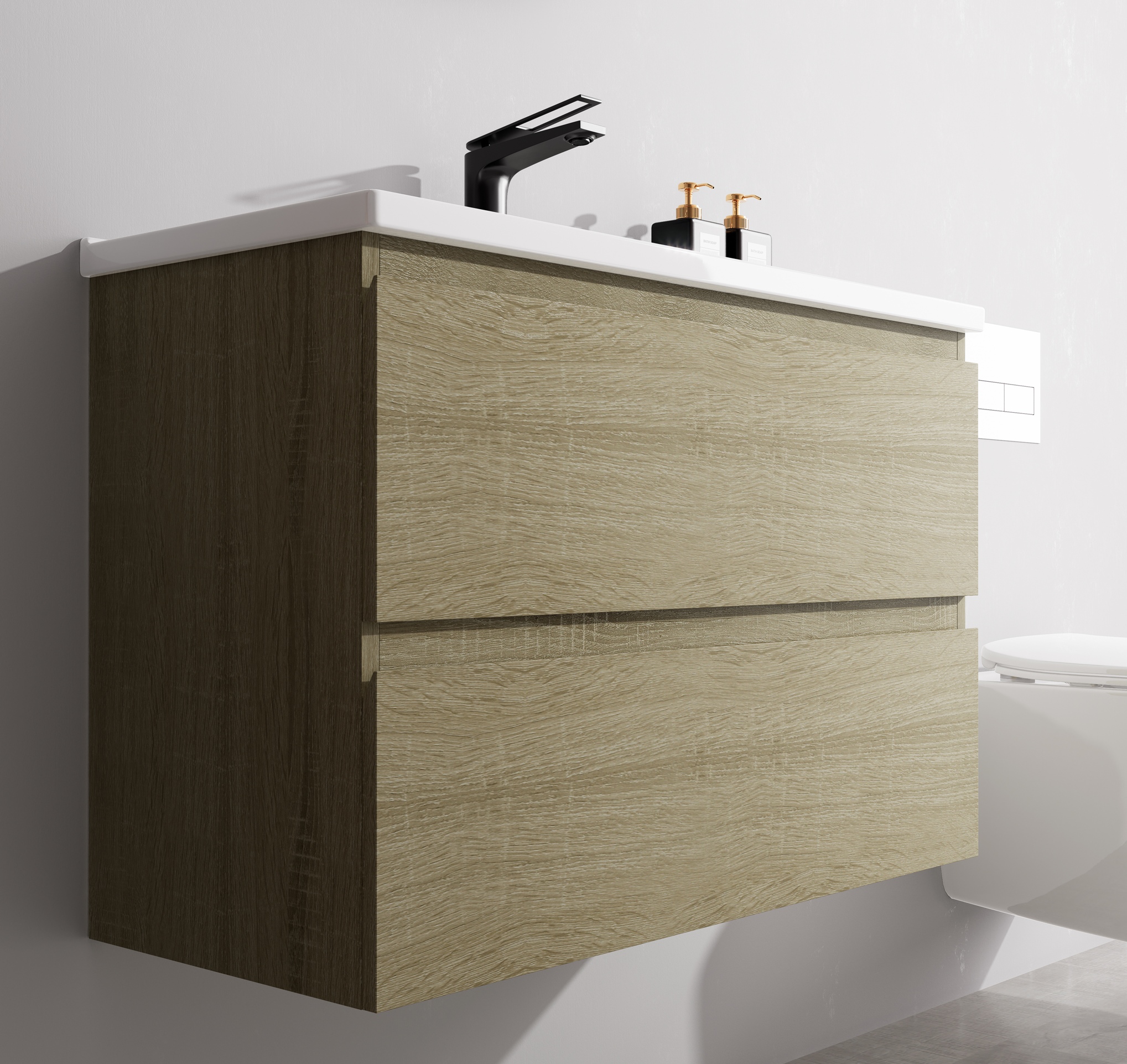 Nora Modena Wall-Hung Slim Vanity North American Oak W740*D355*H520 (RBV-1020MCLO750)