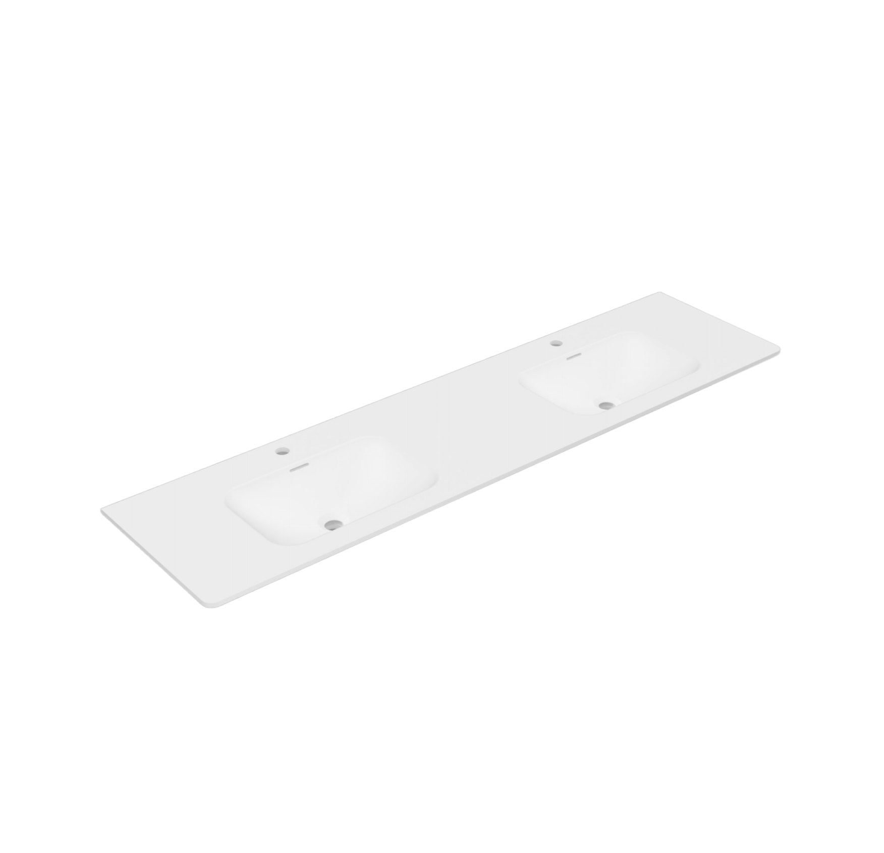 Nora Bianca Solid Surface Vanity Top with Overflow, Double, W1800*D460*H135mm, Round Corner, Matt White (SS-RC25-MW1800DB)