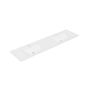 Nora Bianca Solid Surface Vanity Top with Overflow, Double, Round Corner, Matt White, W1800*D460*H135mm (SS-RC25-MW1800DB)