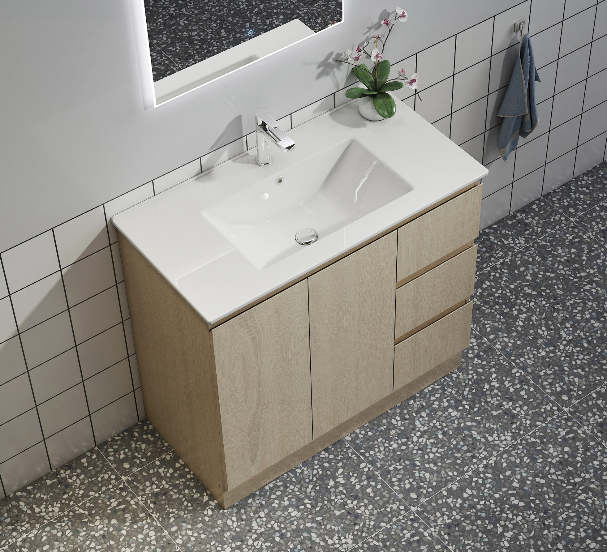 Nora Modena Floor Standing Vanity North American Oak W890*D455*H820 (RBV-1009MCLO900)