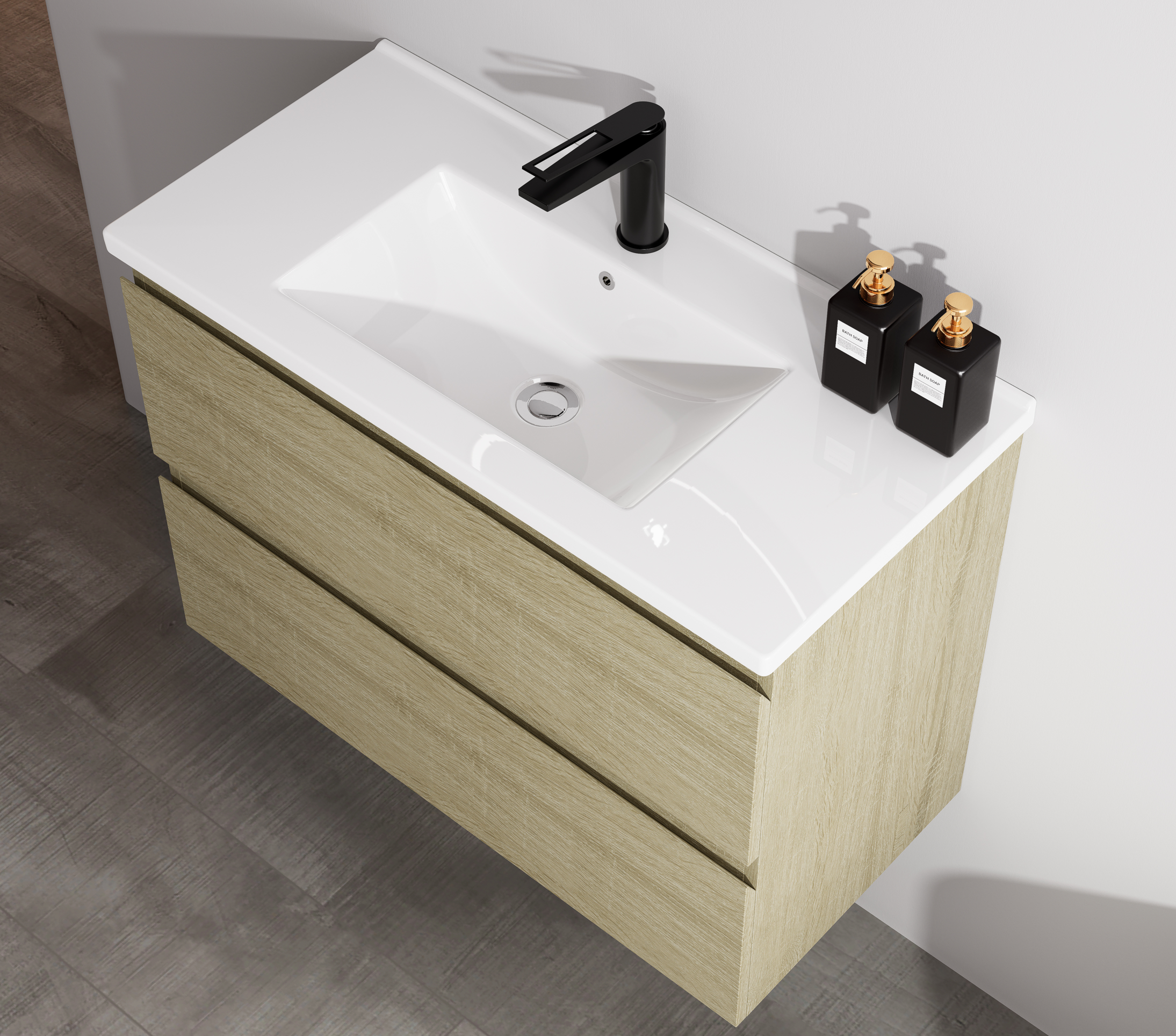 Nora Modena Wall-Hung Slim Vanity North American Oak W890*D355*H520 (RBV-1020MCLO900)