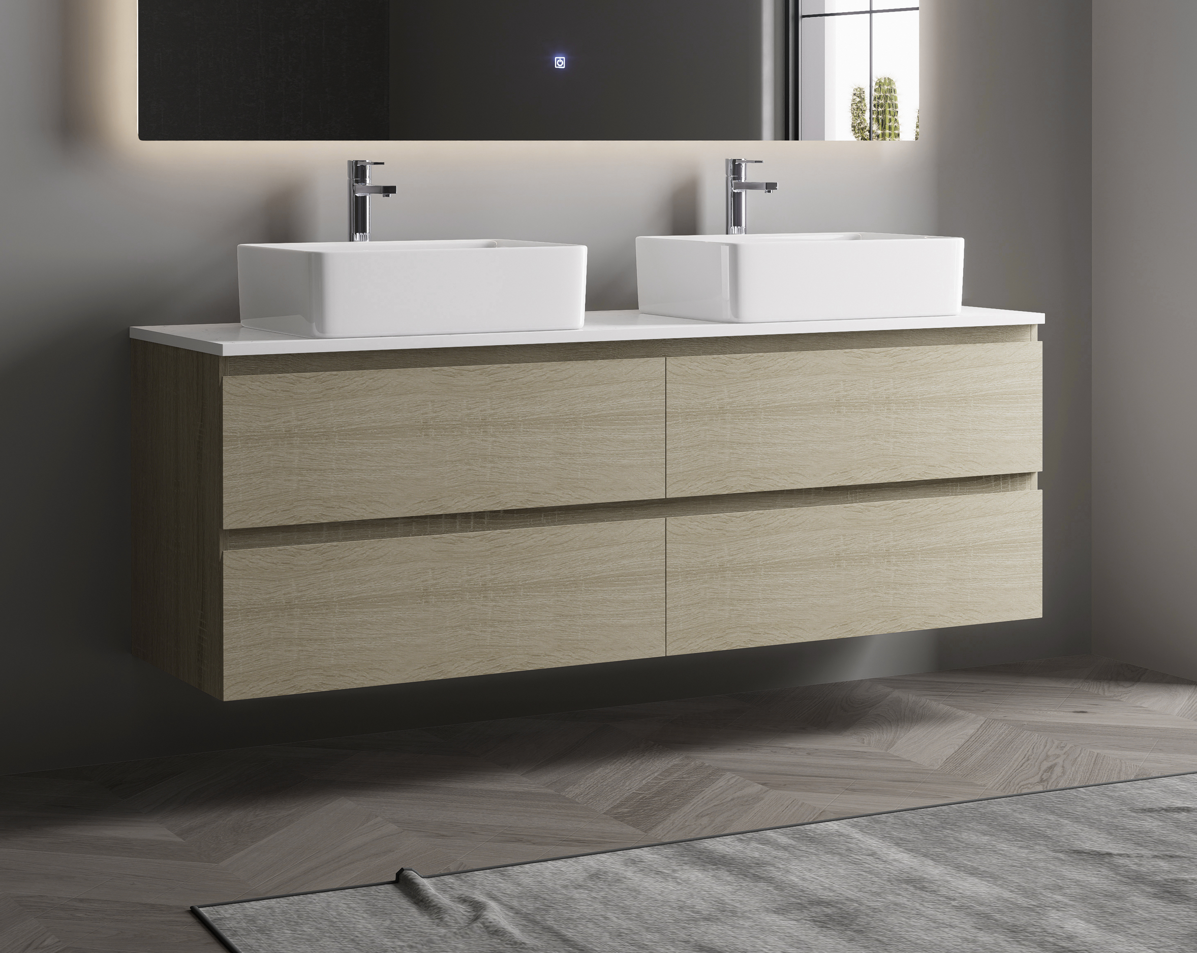 Nora Modena Wall-Hung Vanity North American Oak W1780*D455*H520 (RBV-1008MCLO1800)