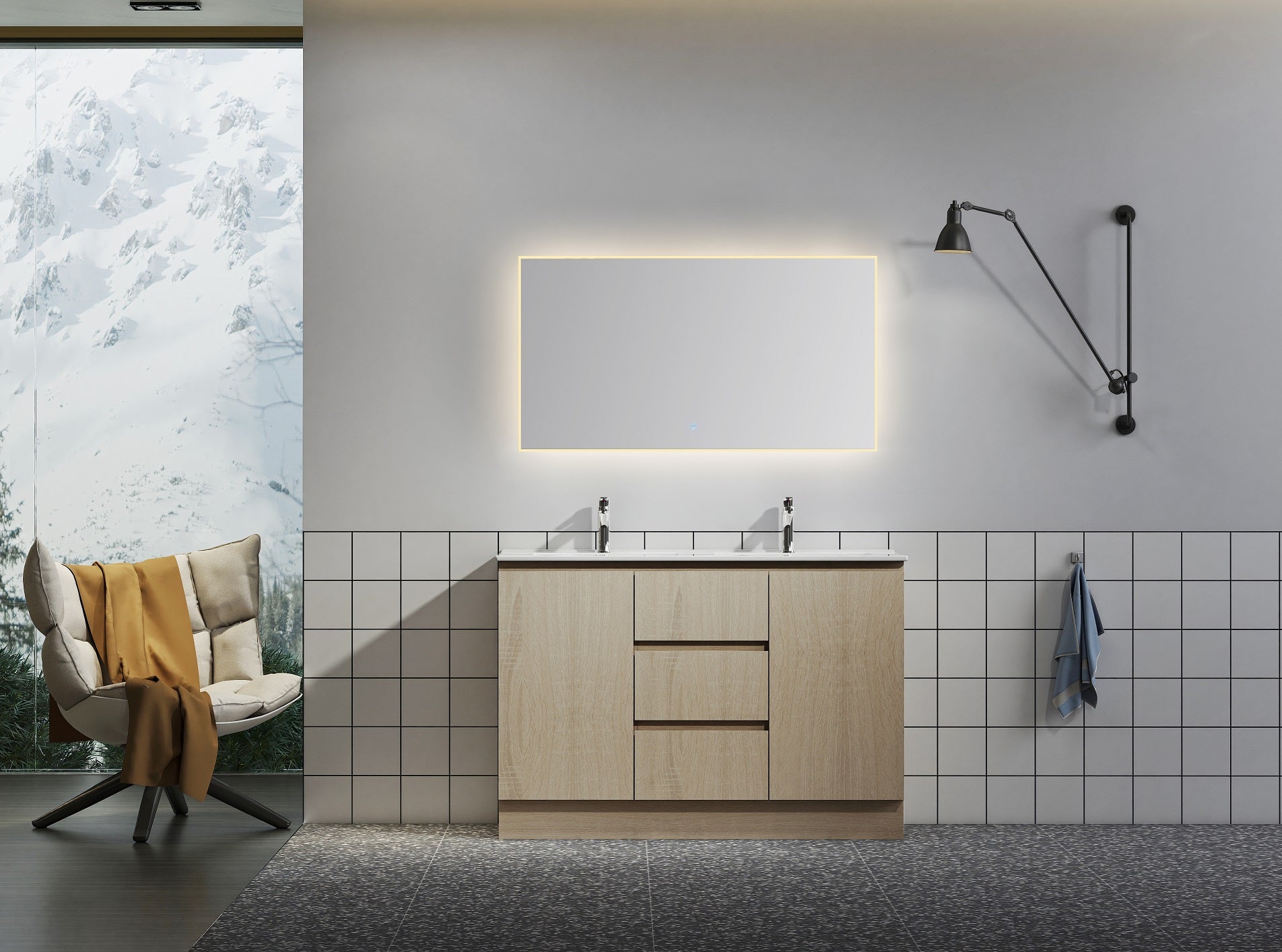 Nora Modena Floor Standing Double Bowl Vanity North American Oak W1190*D455*H820 (RBV-1030MCLO1200D)
