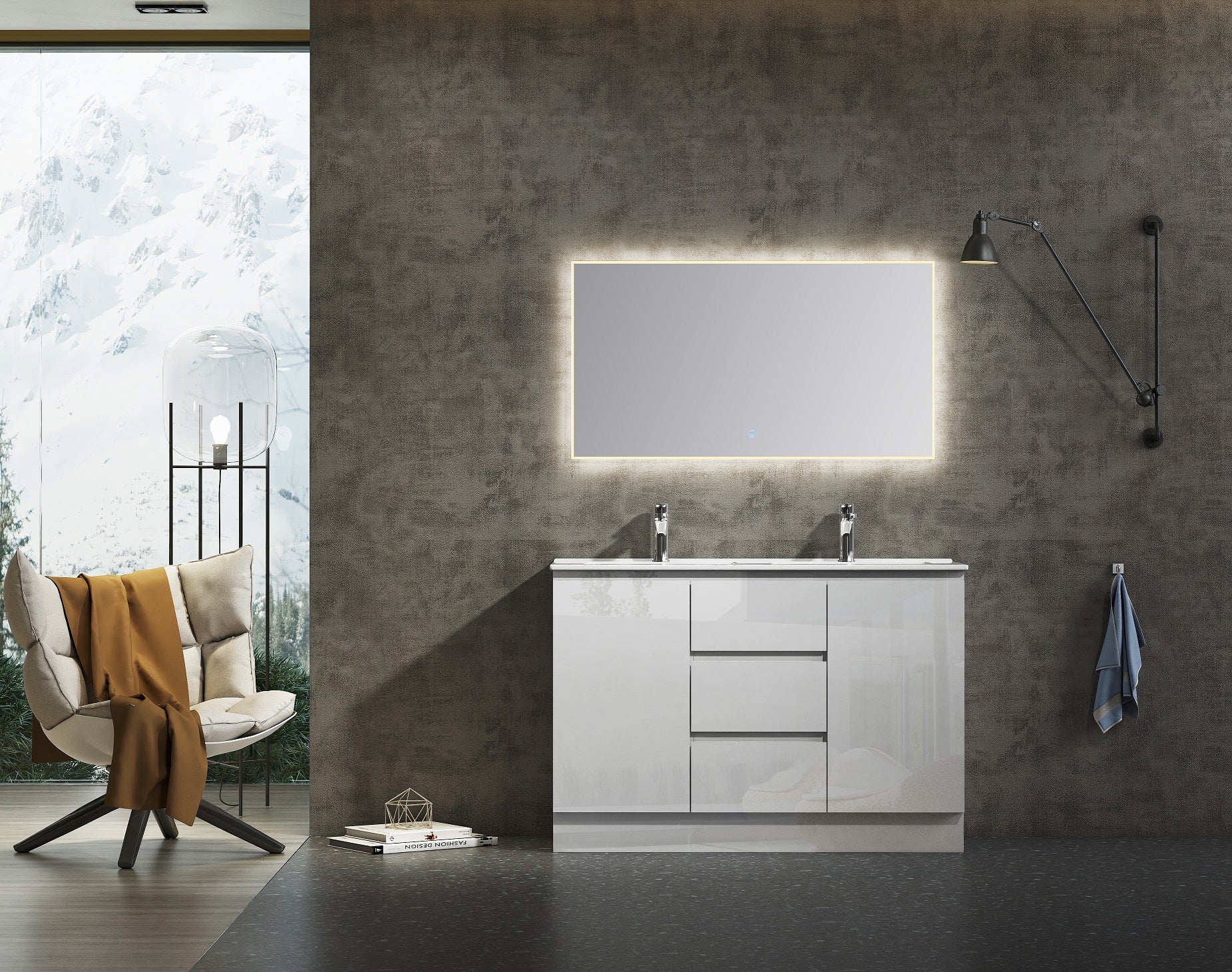 Nora Modena Floor Standing Double Bowl Vanity White W1190 * D455* H820 (RBV-1032MCWH1200D)