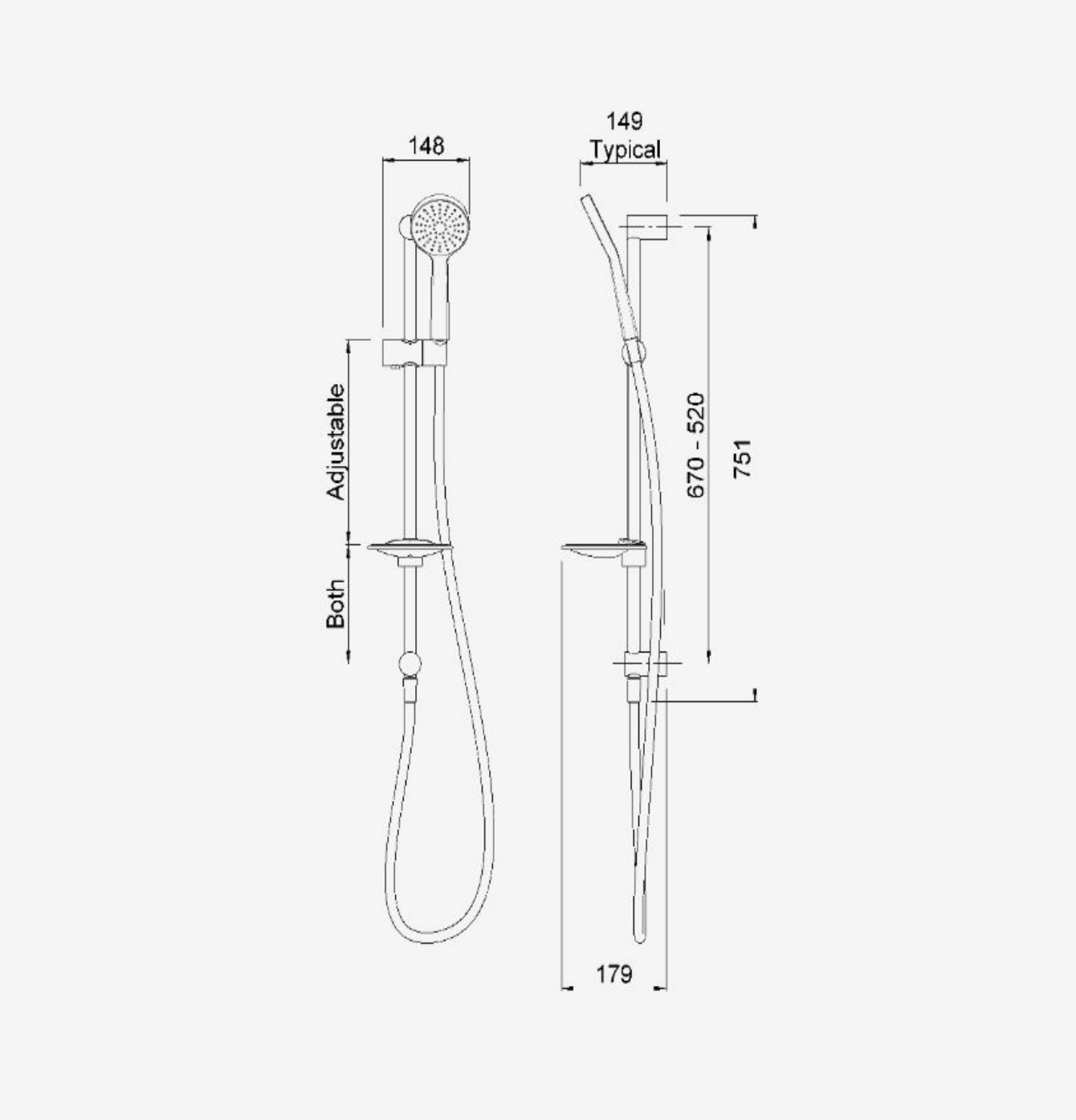 Methven Milano Rail Shower MKII - Chrome (SHMLCP2)