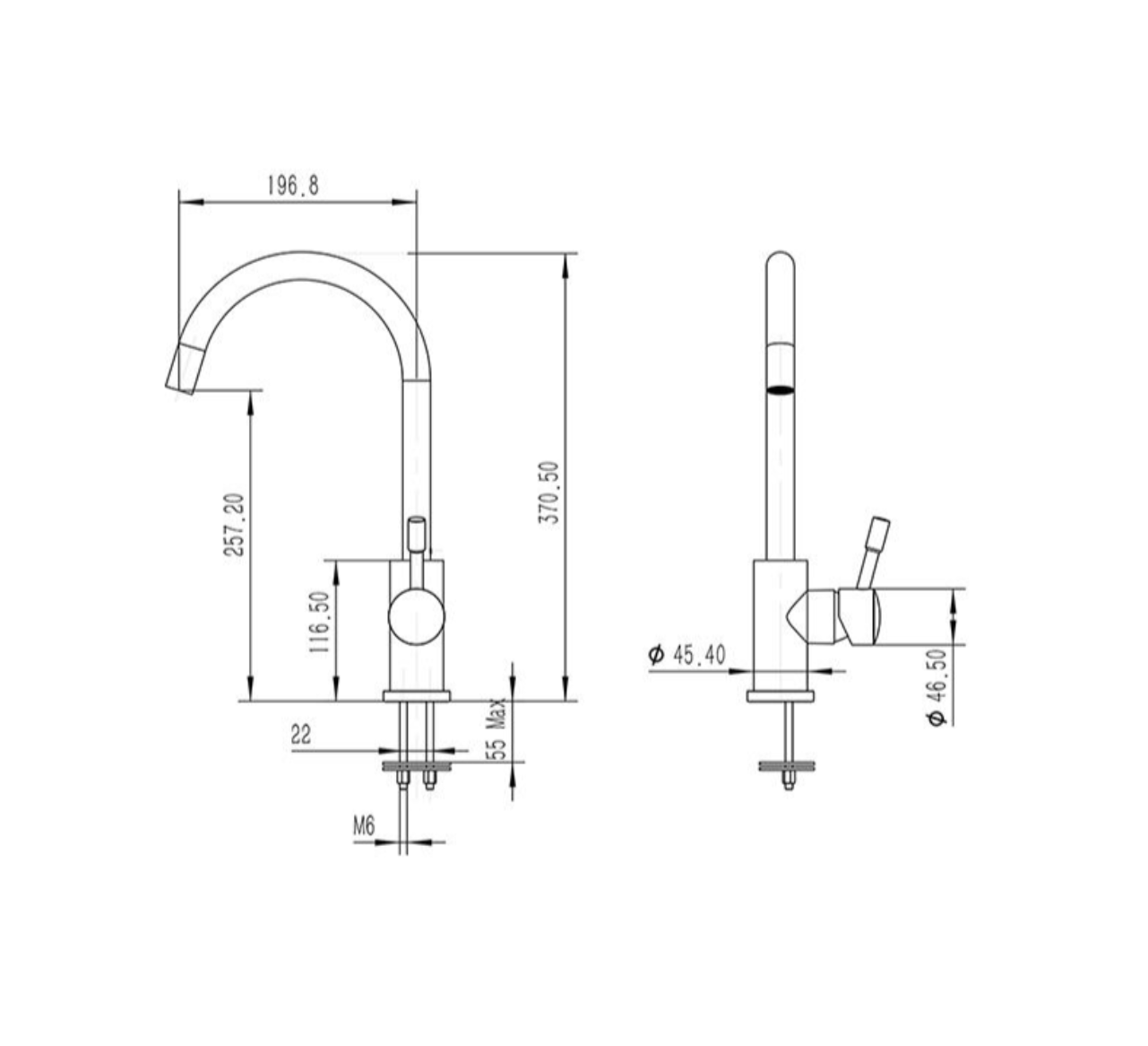 Methven Minimalist Stainless Steel Gooseneck Sink Mixer - Lead Free - Stainless Steel (MMKGNSSF)
