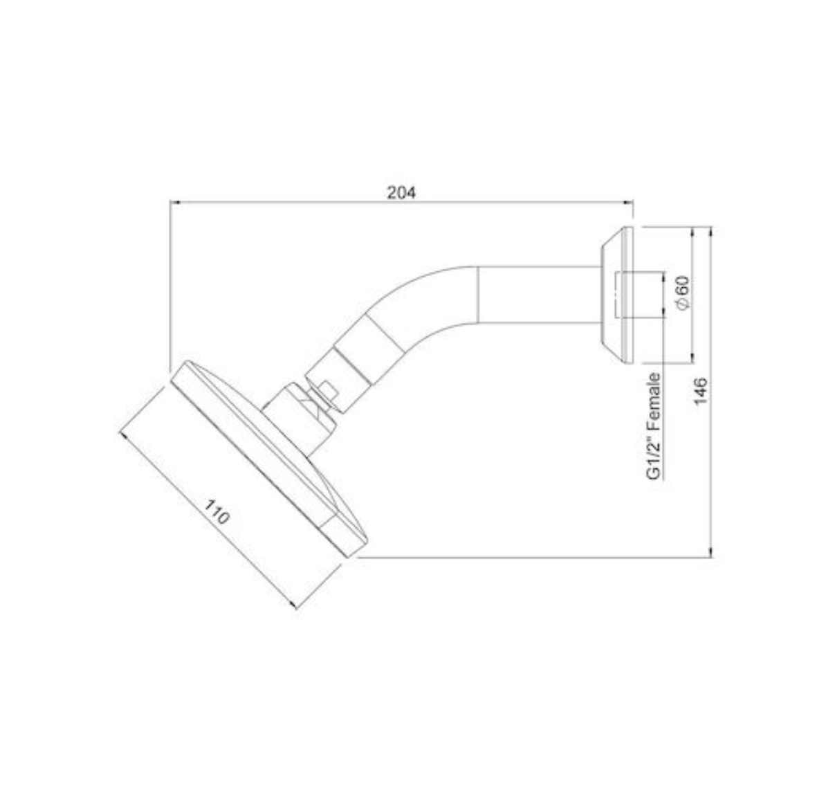 Methven Kiri MK2 Low Flow Wall Shower on Modern Arm - Chrome (KRLFCACP)