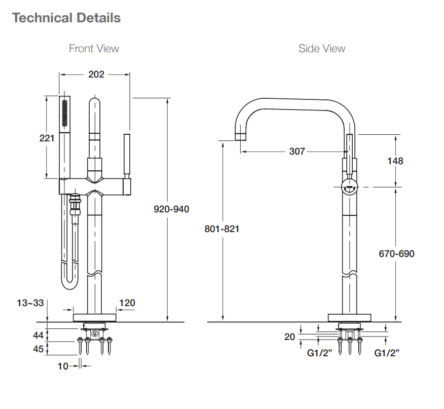 Kohler Purist Floor Mount Bath Filler with Handshower Rose Gold (78404A-RGD)