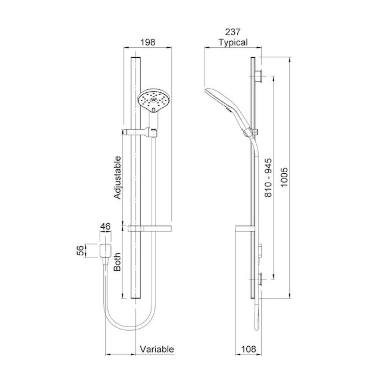 Methven Satinjet Koha MKII Rail Shower - Chrome (KHSRCP)