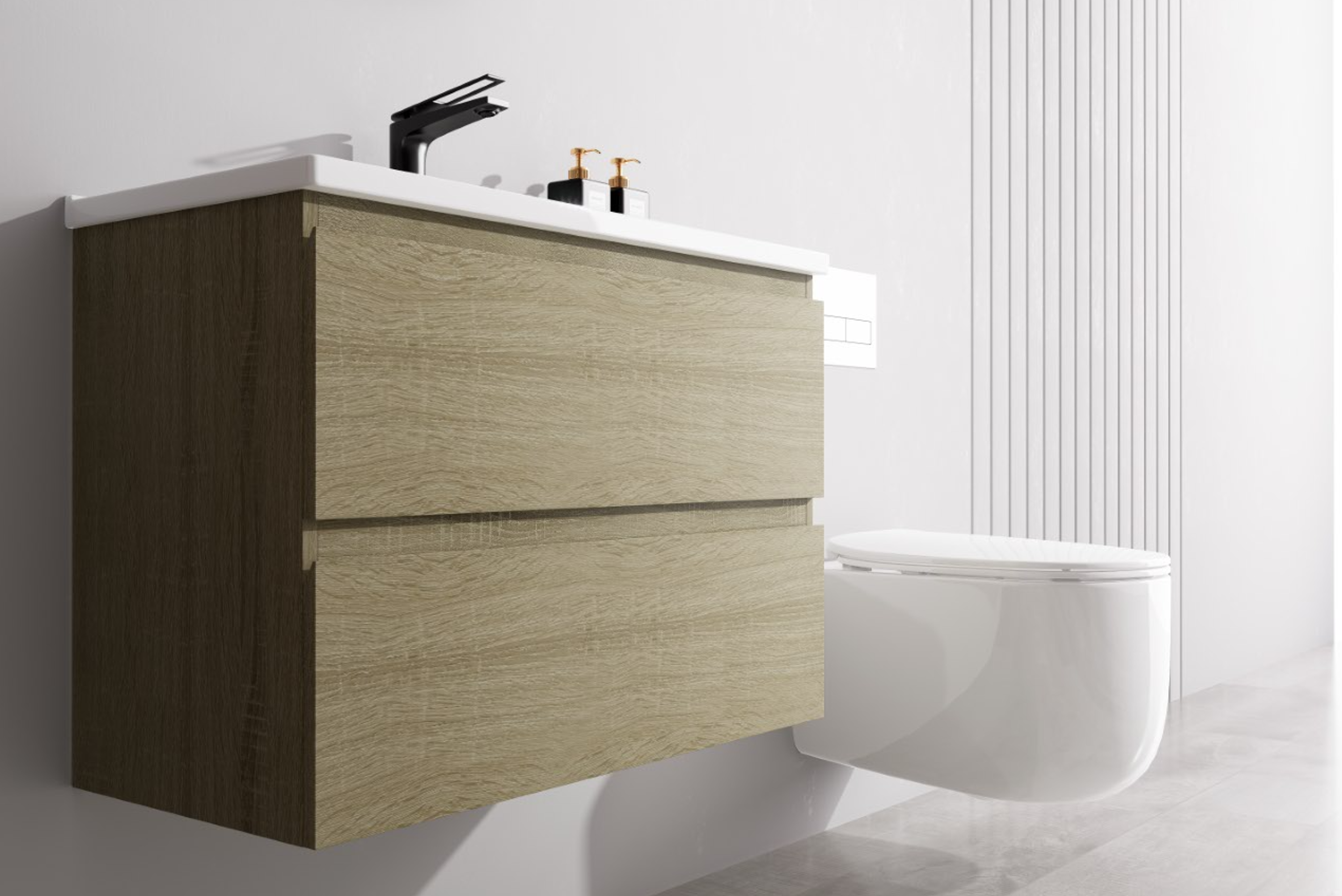 Nora Modena Wall-Hung Slim Vanity North American Oak W740*D355*H520 (RBV-1020MCLO750)