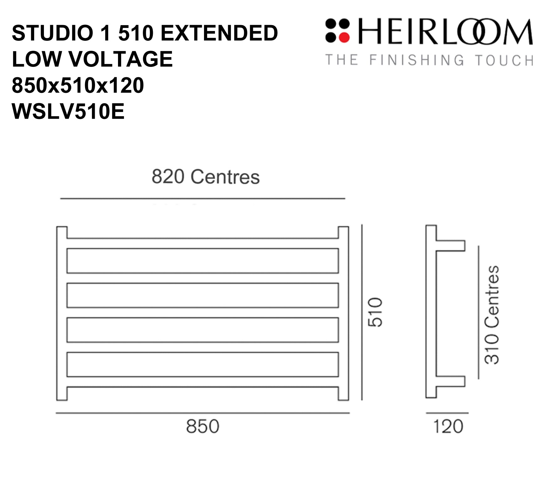 Heirloom Studio 1 510 Extended Low Voltage Towel Warmer (WSLV510E)