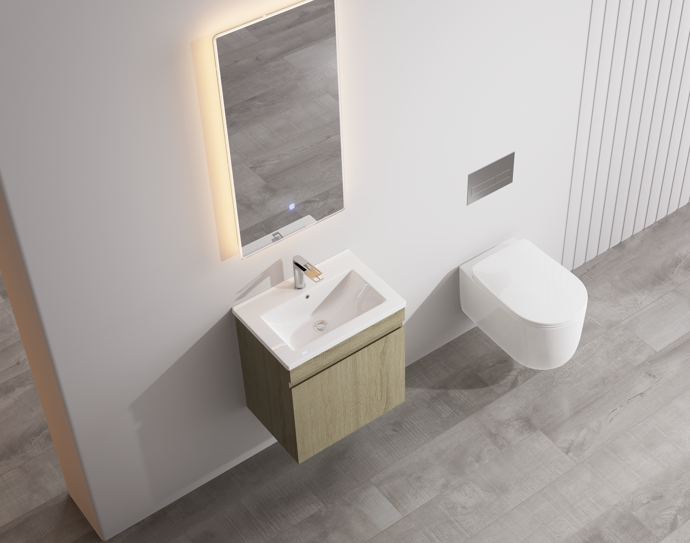 Nora Modena Wall-Hung Slim Vanity North American Oak W490*D355*H520 (RBV-1020MCLO500)