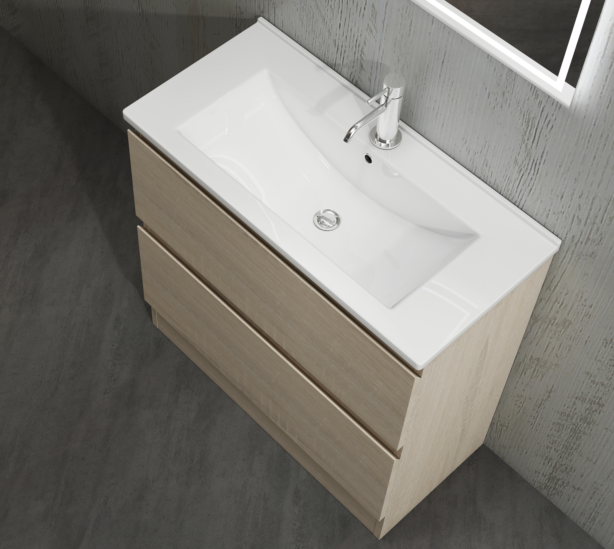 Nora Modena Floor Standing Slim Vanity North American Oak W740*D355*H820 (RBV-1021MCLO750)