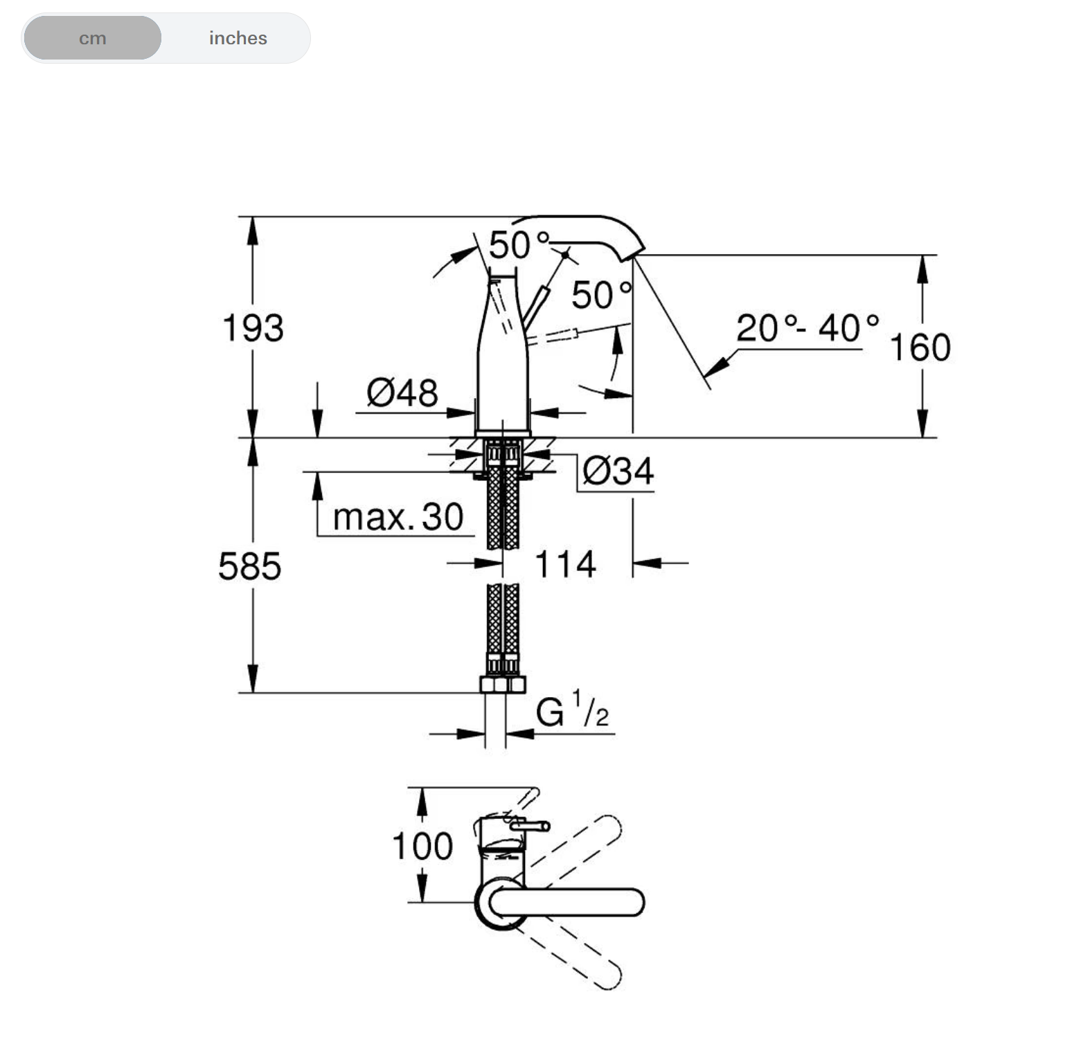 Grohe Essence New Goose Neck Basin Mixer Hard Graphite (23488A01)