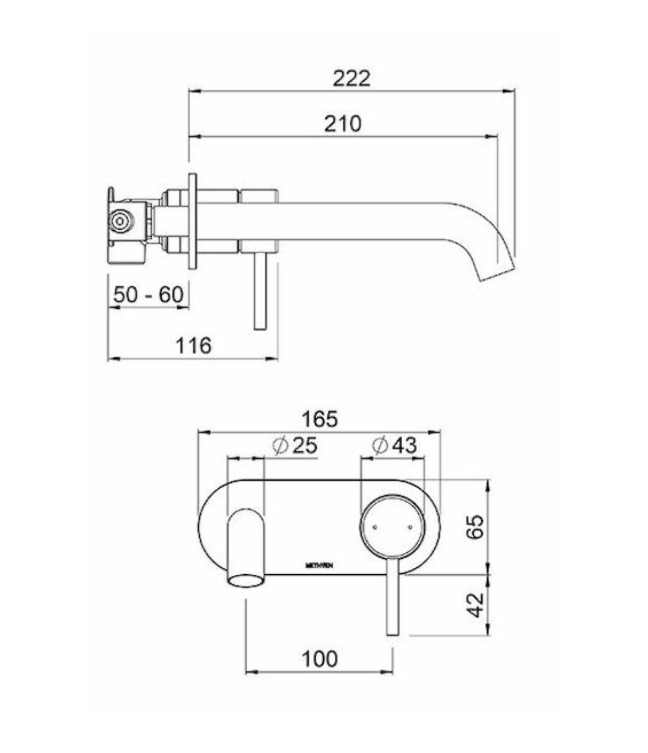 Methven Minimalist MK2 Wall Mounted Mixer with Spout Lead Free - Chrome (MNWBCPF)