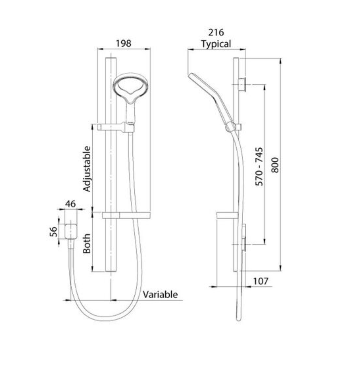 Methven Aio Aurajet Rail Shower - Chrome (AOSRCP)