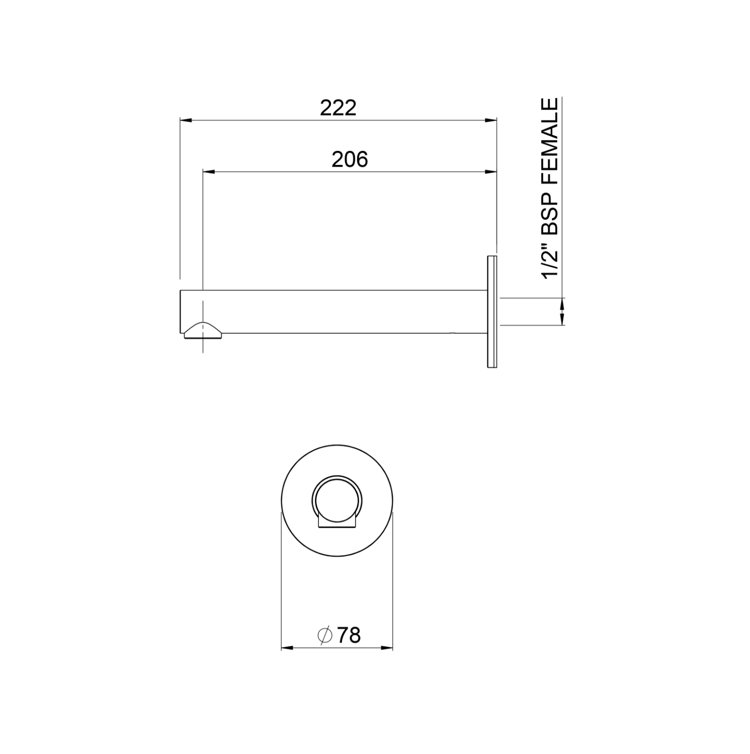 Methven Tūroa Wall Mounted Bath Spout - Stainless Steel (TUSPWBTSS)