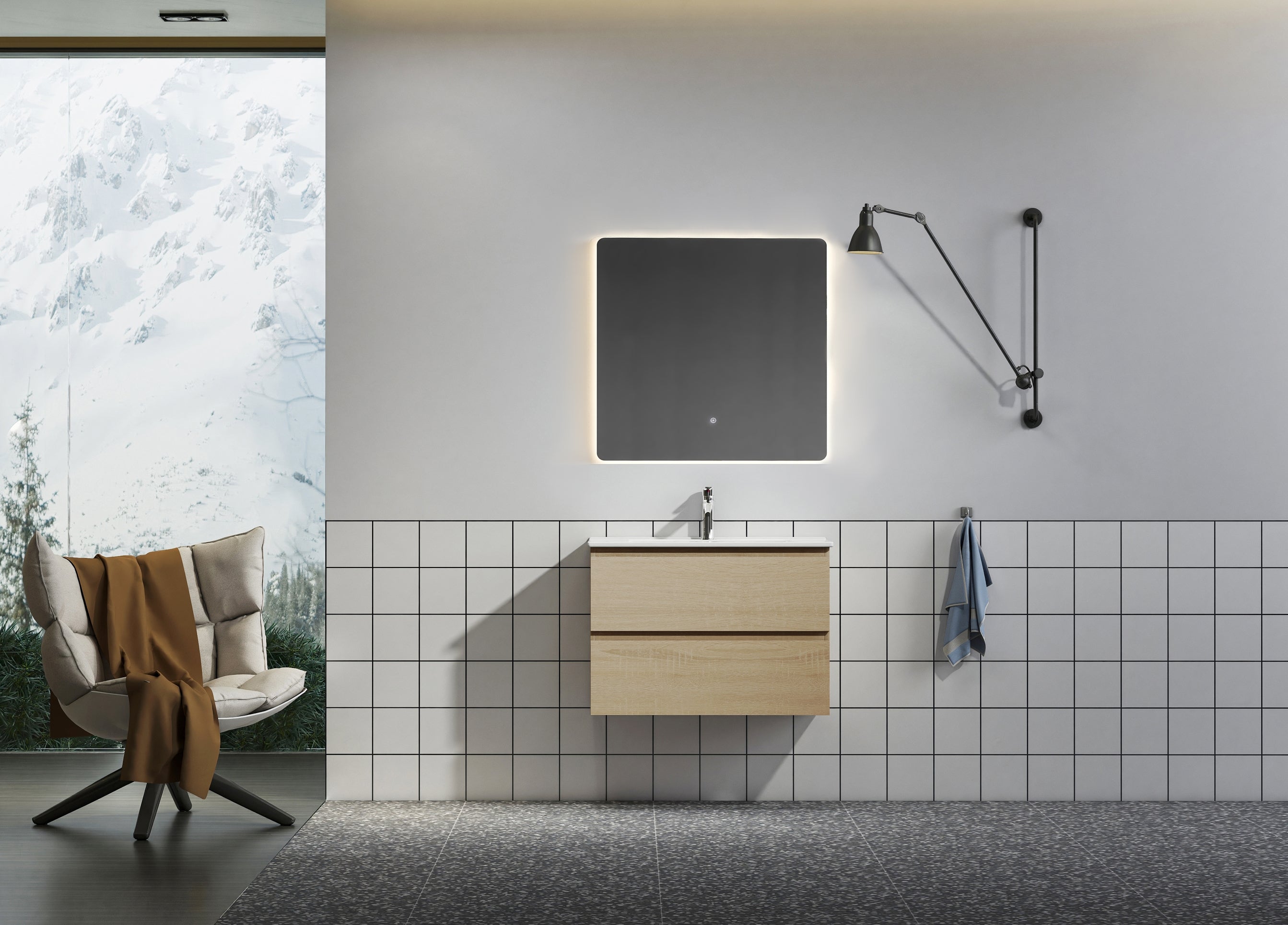 Nora Verona Rectangle Backlit LED Mirror with Demister (JM-RECT-7575BL)