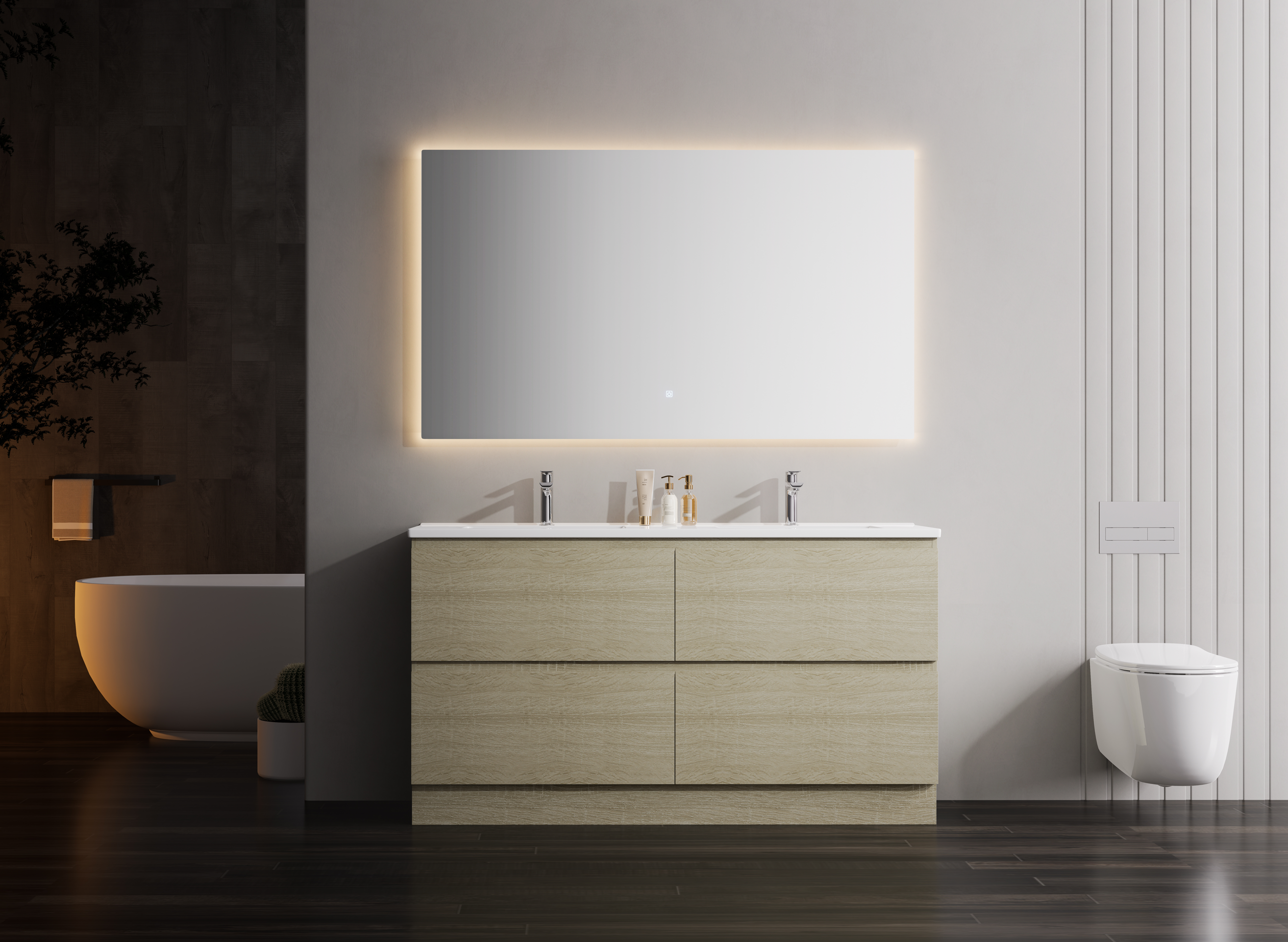 Nora Modena Floor Standing Double Bowl Vanity North American Oak W1490*D455*H820 (RBV-1030MCLO1500D)