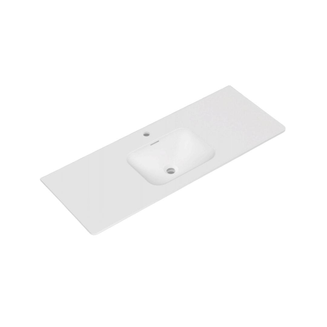 Nora Bianca Solid Surface Vanity Top with Overflow, W1200*D460*H135mm, Round Corner, Matt White (SS-RC25-MW1200)