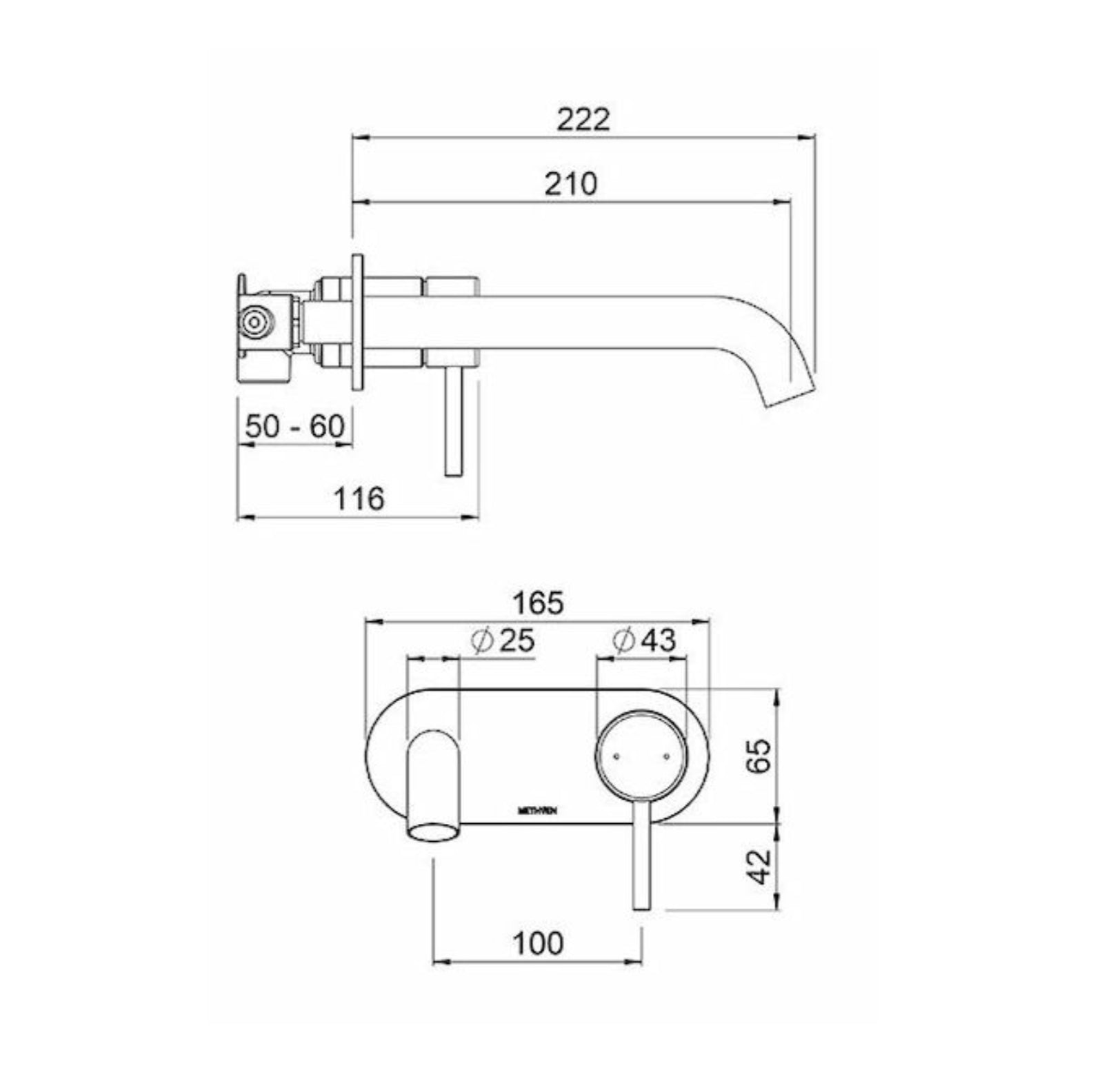 Methven Minimalist MK2 Wall Mounted Mixer with Spout Chrome (MNWBCP)