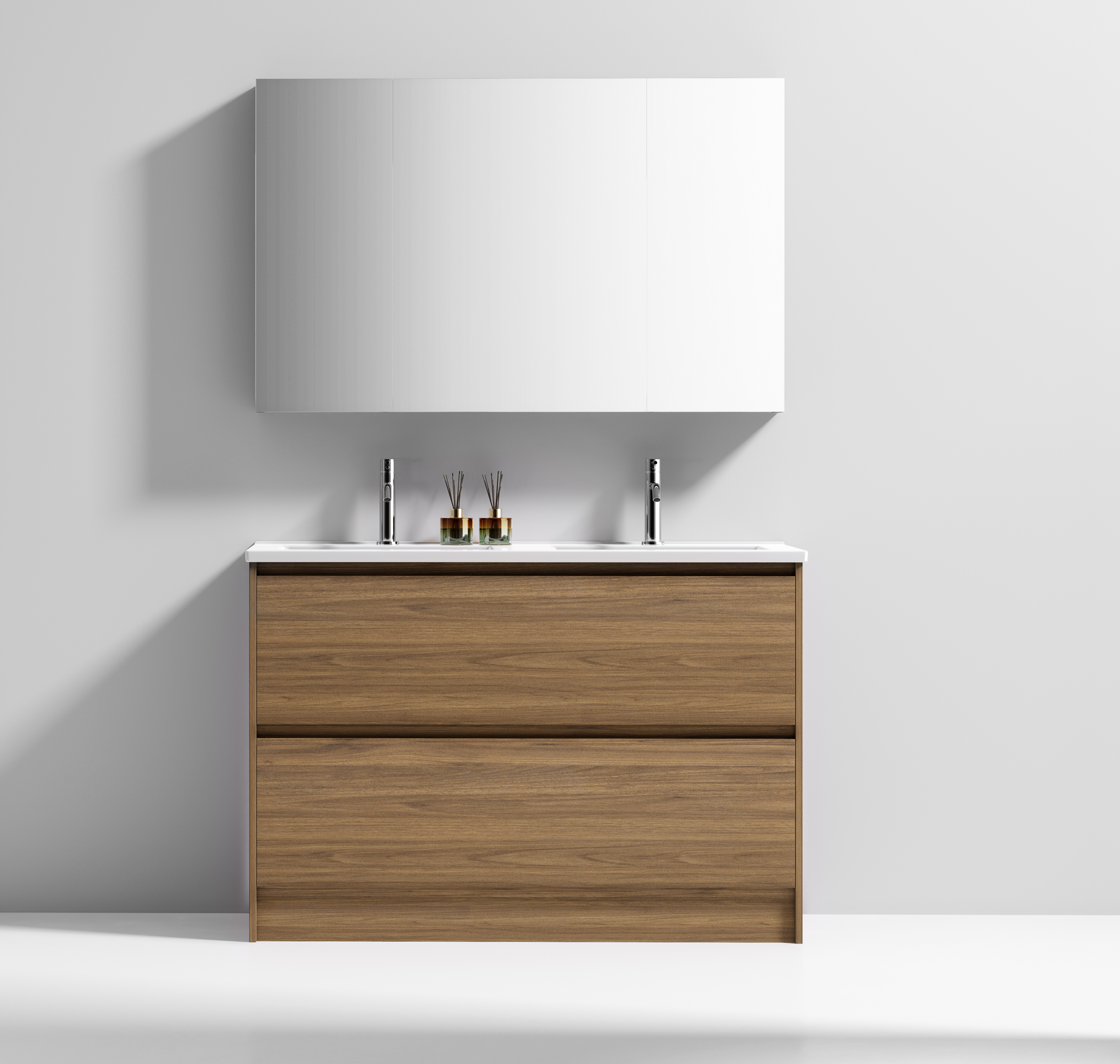 Nora Verona Floor Standing Vanity Double Bowl Walnut W1190*D455*H820 (RBV-6009MCWN1200DB) CABINET ONLY