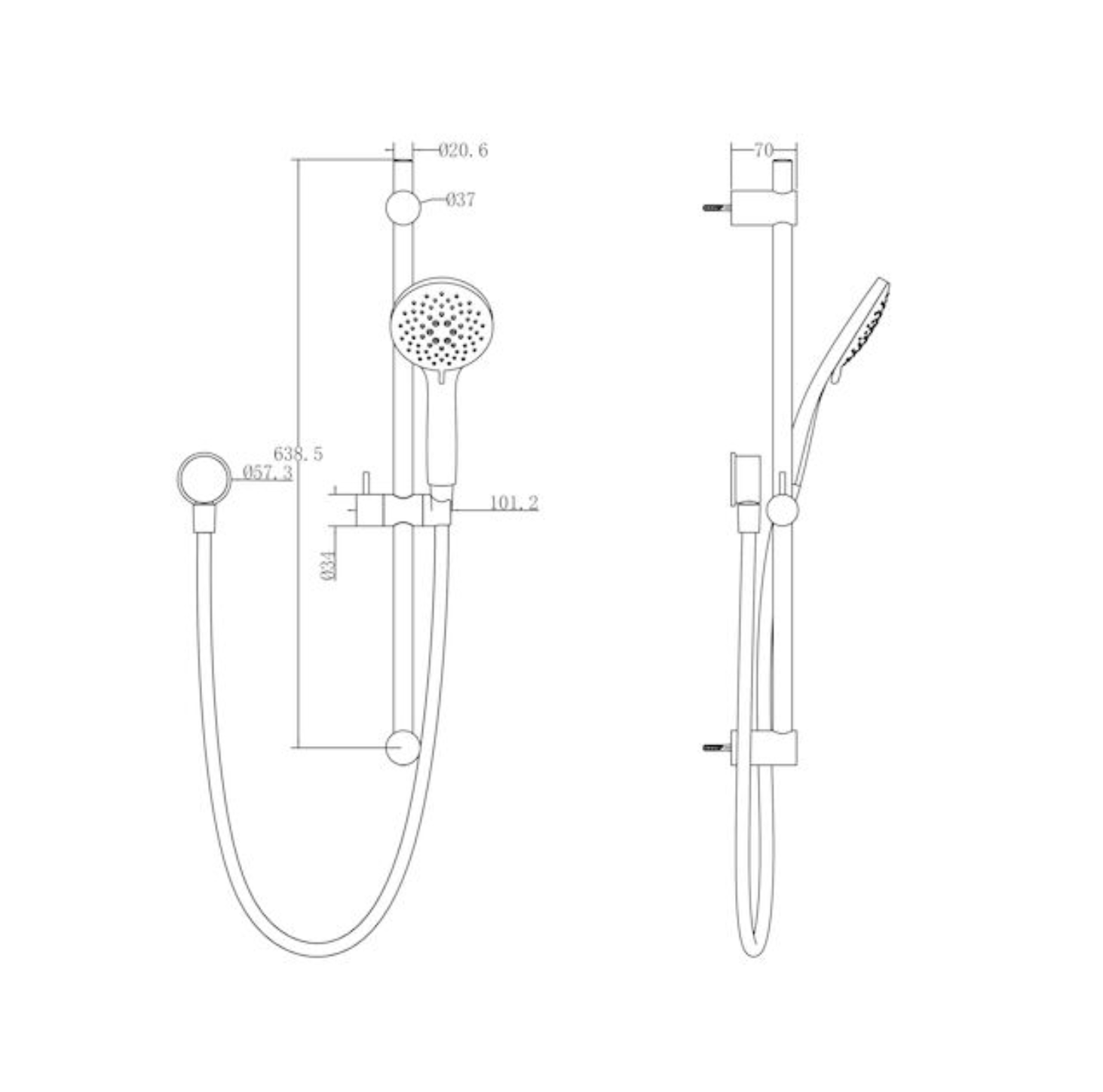 Methven Wairere 5F Rail Shower Matte Black (WISRBK)