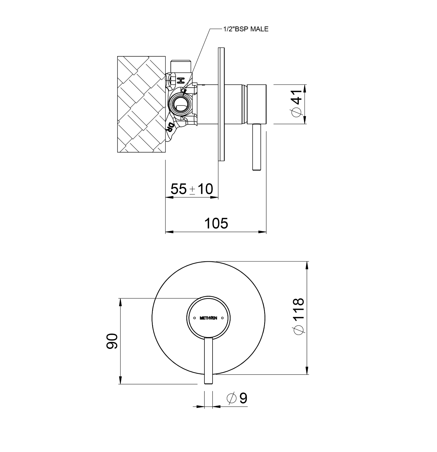 Methven Tūroa Shower Mixer With Large Faceplate - Brushed Gun Metal (TUHPSLGM)