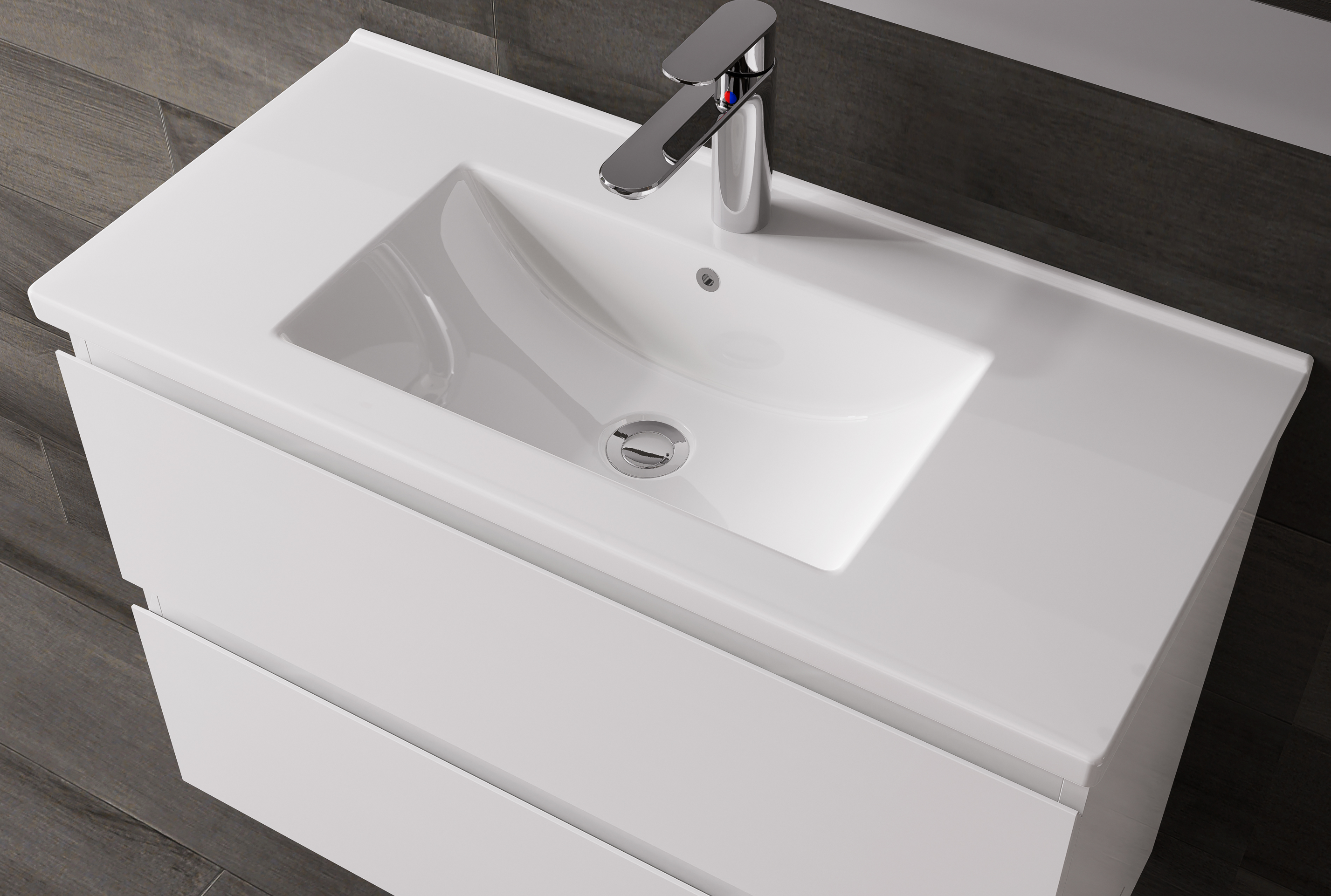 Nora Modena Wall-Hung Slim Vanity White W740*D355*H520 (RBV-1019MCWH750)