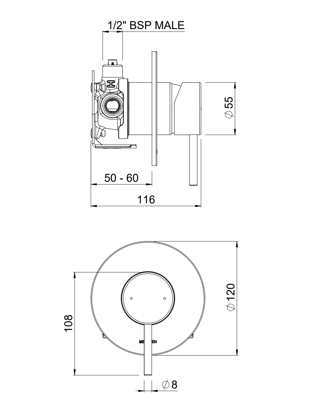 Methven Minimalist MK2 Shower Mixer with Fastflow 2 - Chrome (MNAPS2CP)