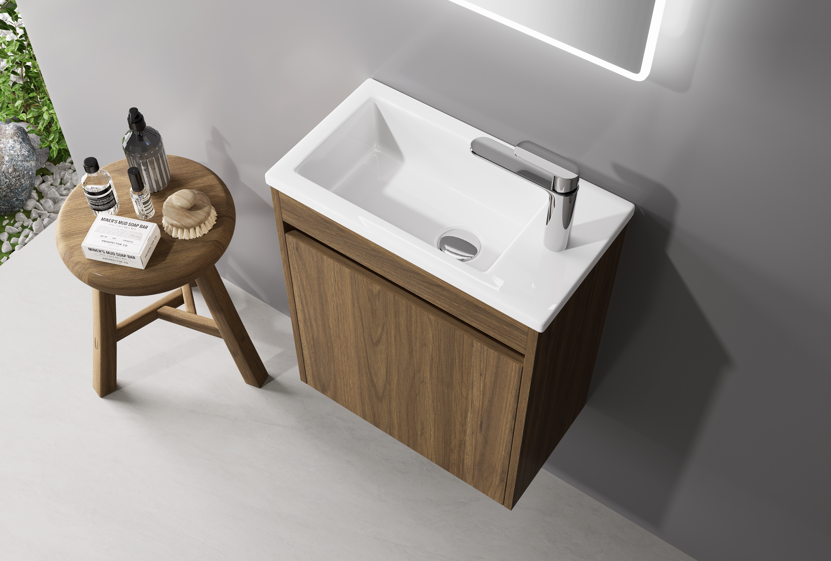Nora Verona Wall-Hung Vanity Walnut W448*D250*H520 (RBV-5008MCWN450)