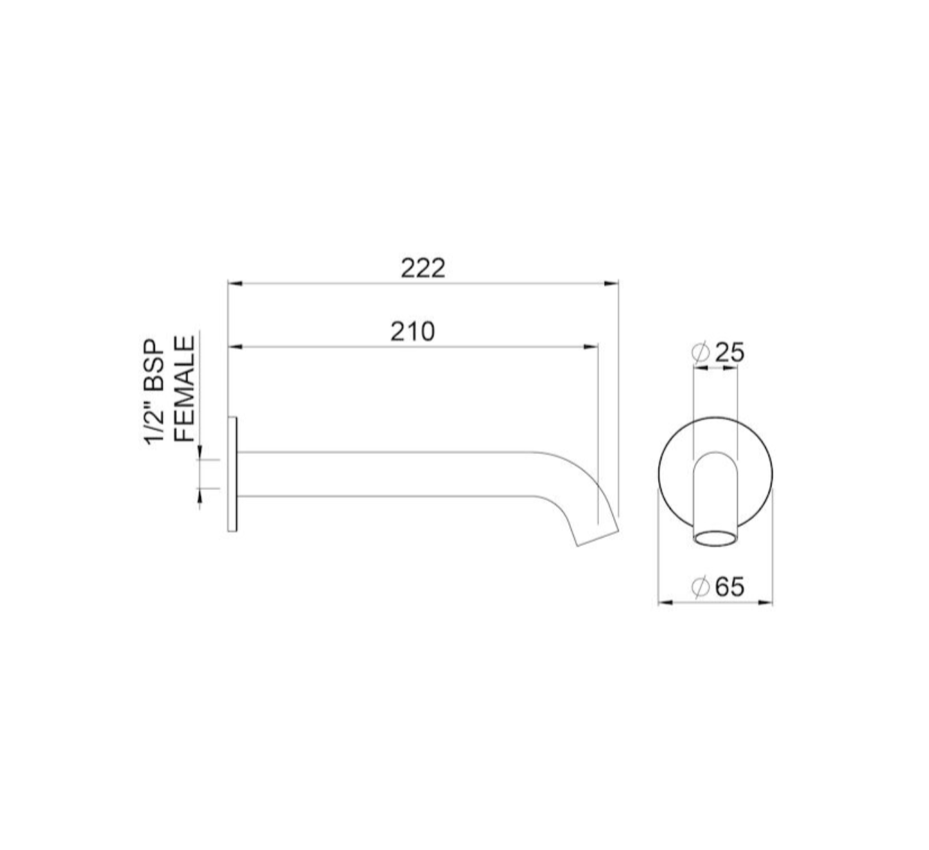 Methven Minimalist MK2 Wall Mounted Bath Spout - Brushed Nickel (MNSPWBTNK)
