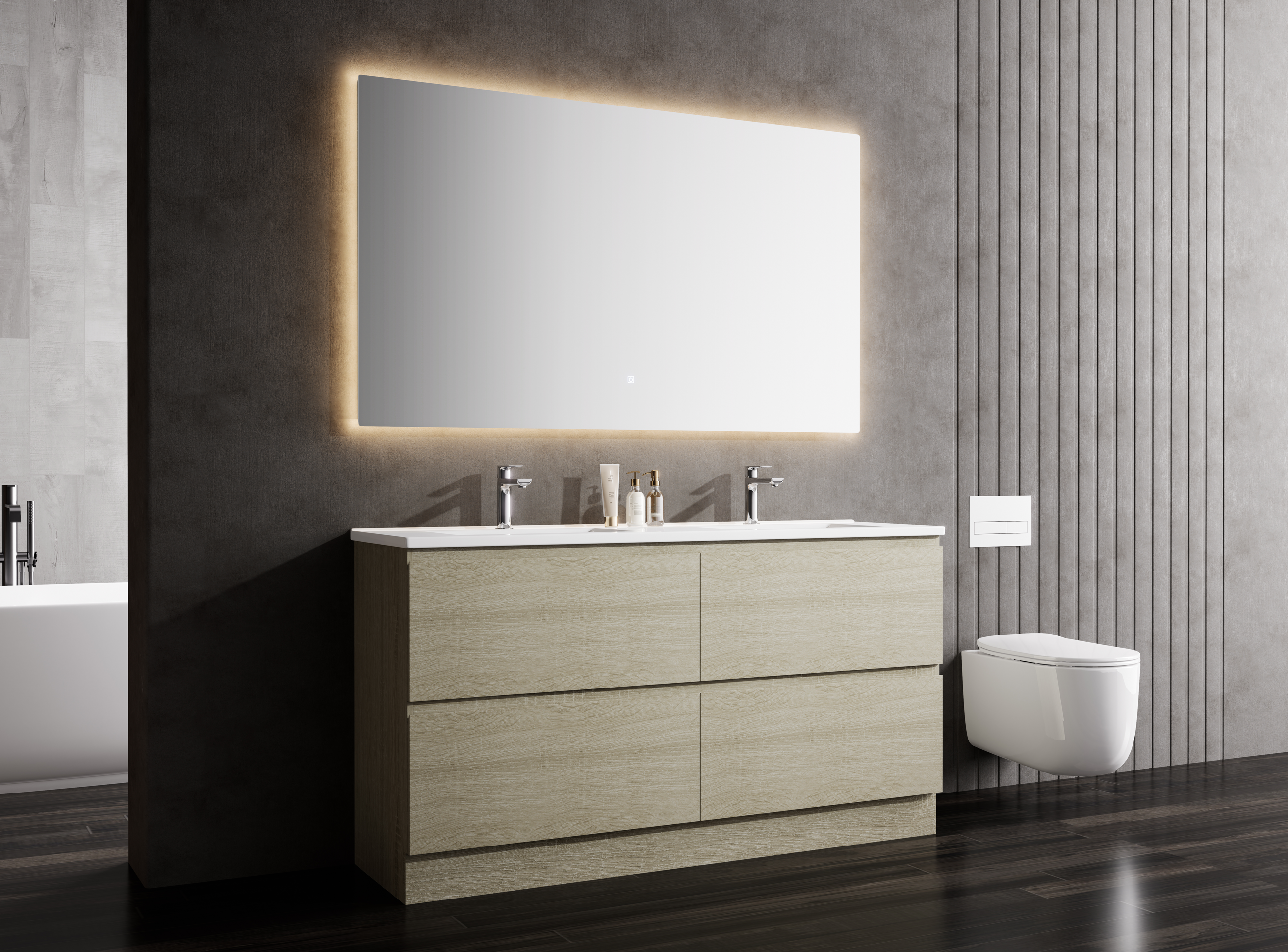 Nora Modena Floor Standing Double Bowl Vanity North American Oak W1490*D455*H820 (RBV-1030MCLO1500D)