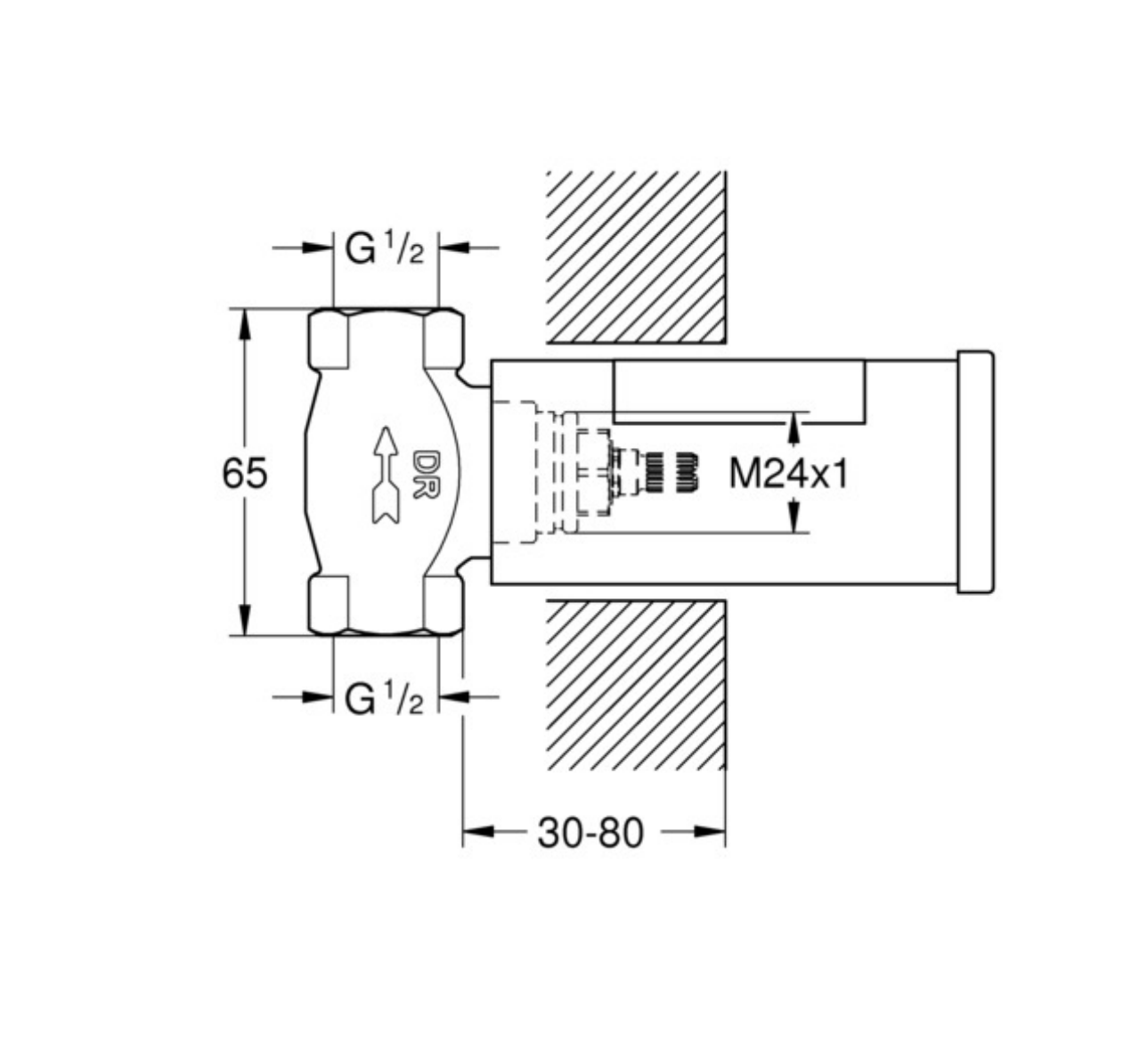 Grohe Concealed Body For Essence New Wall Top Assembly (29281000)