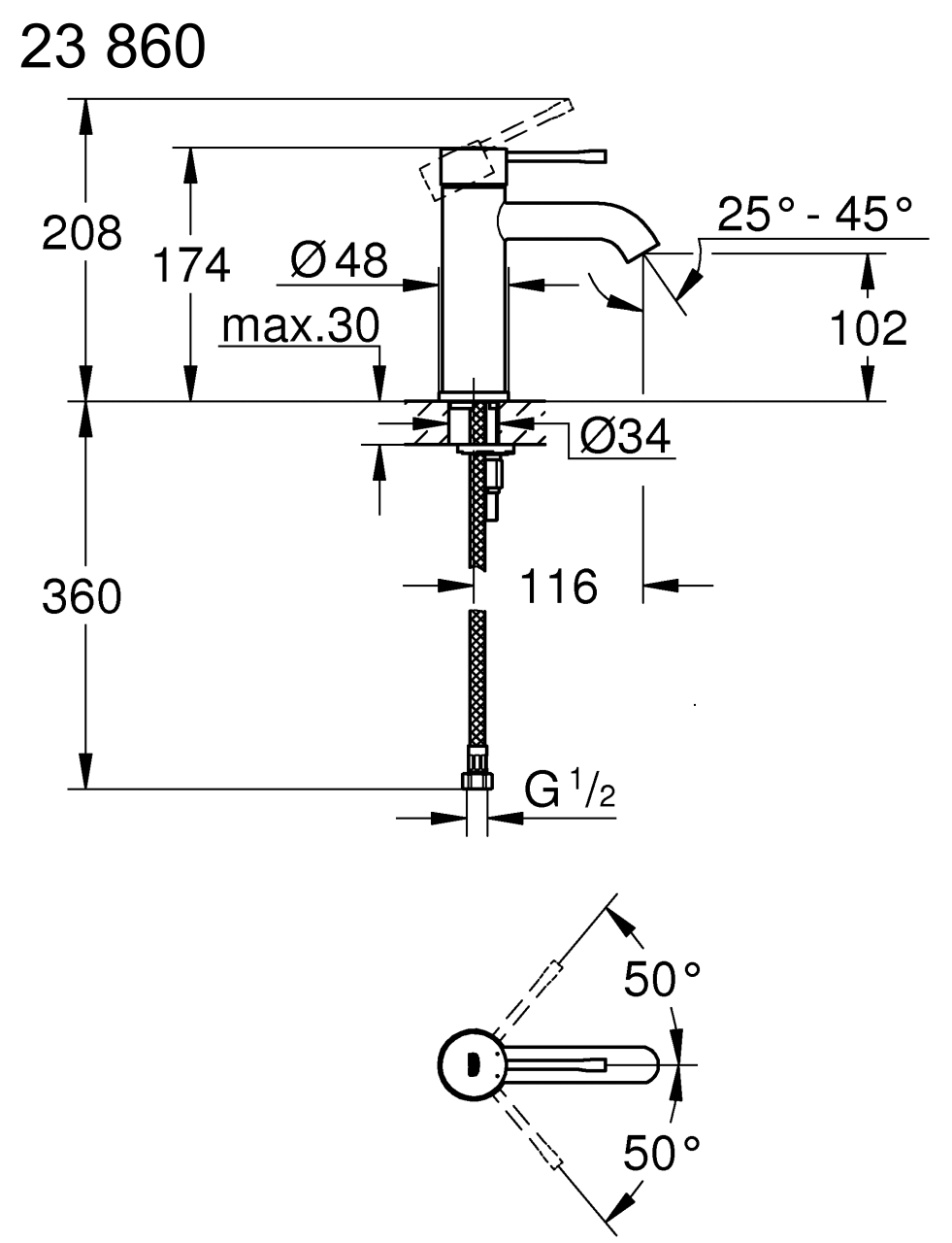Grohe Essence Single-lever Basin Mixer S-Size Brushed Nickel (23860EN1)