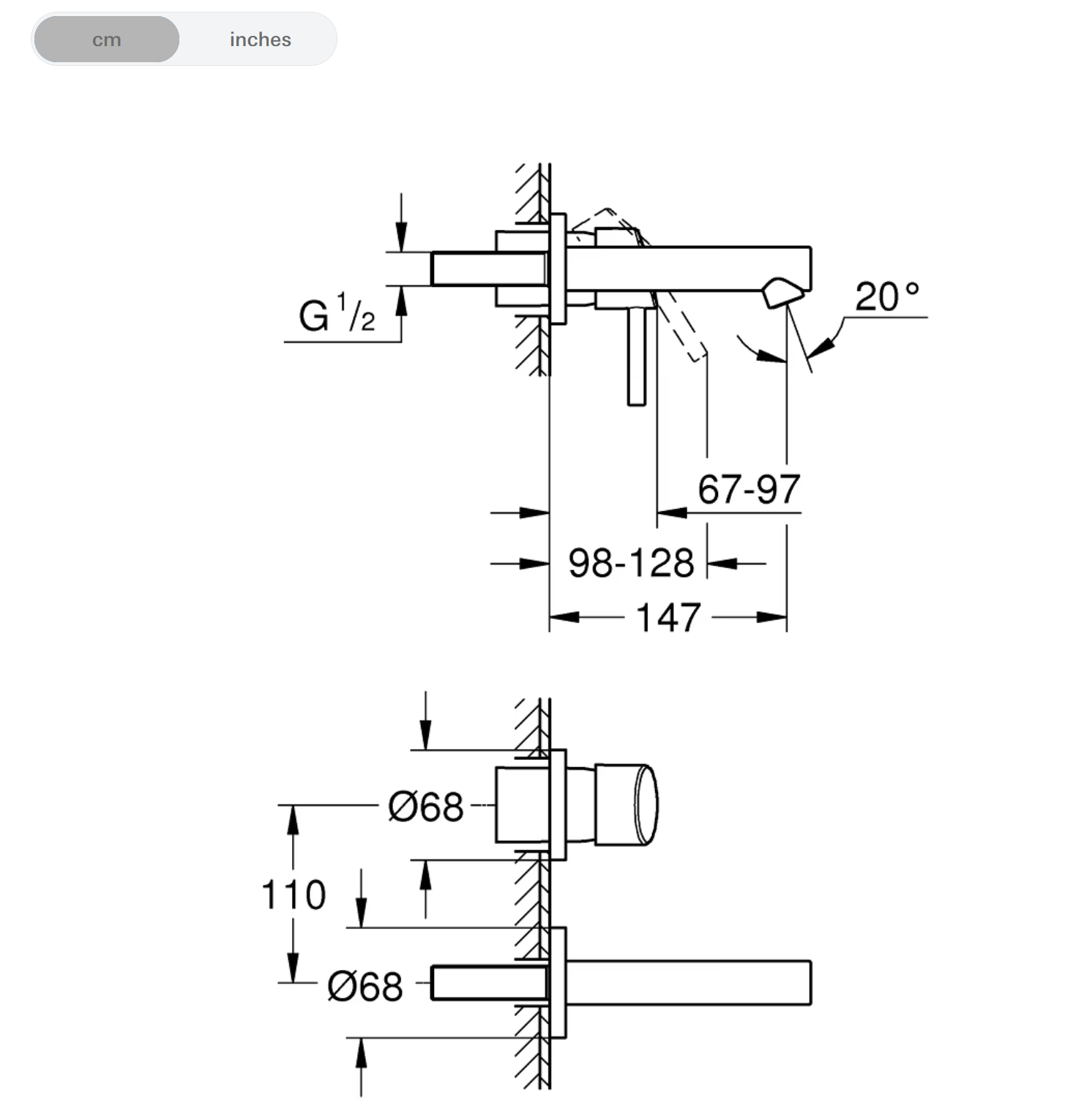 Grohe Concetto Single-lever 2-hole Basin Mixer Trimset + Concealed Body (29132001+23842000)