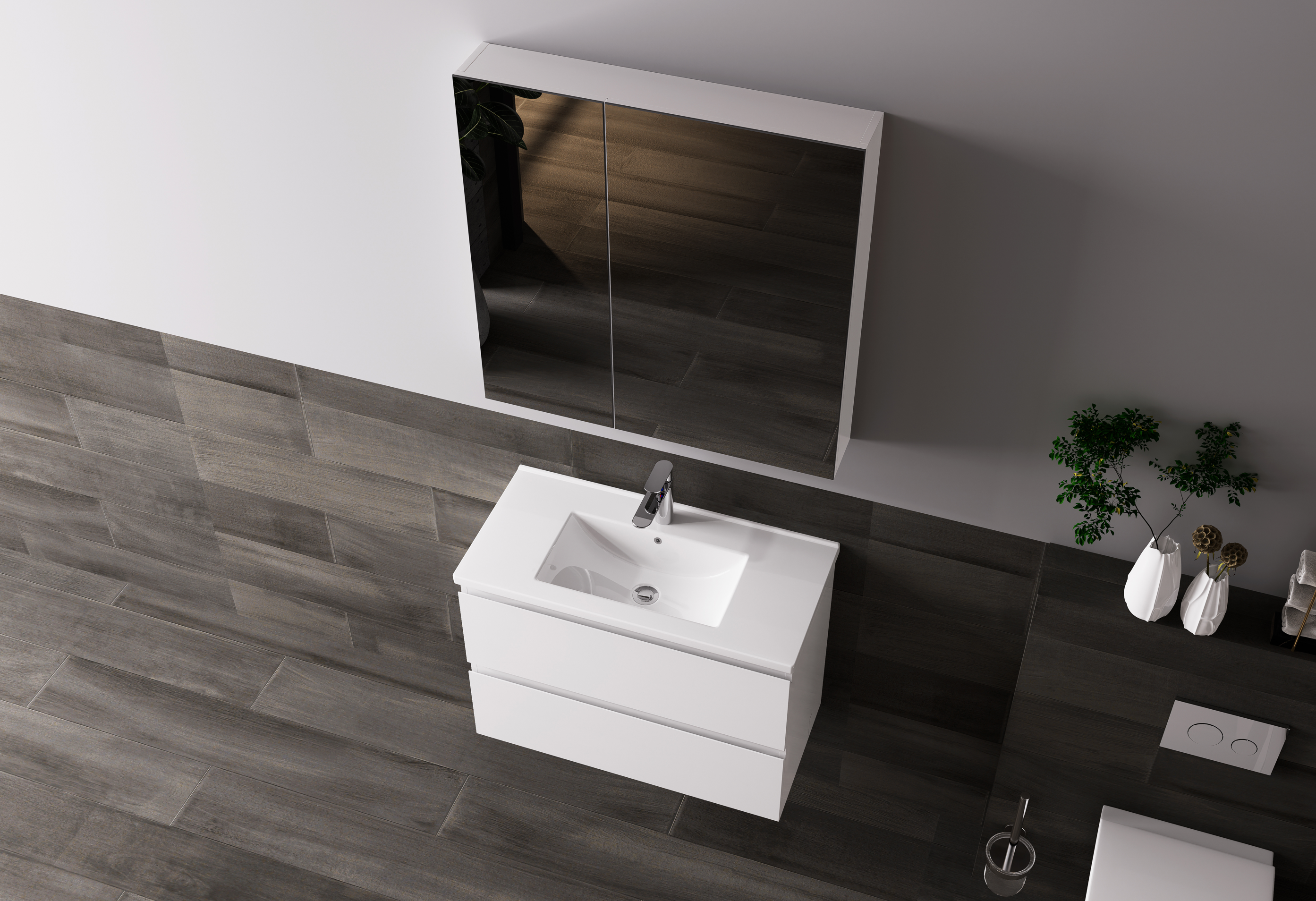 Nora Modena Wall-Hung Slim Vanity White W590*D355*H520 (RBV-1019MCWH600)