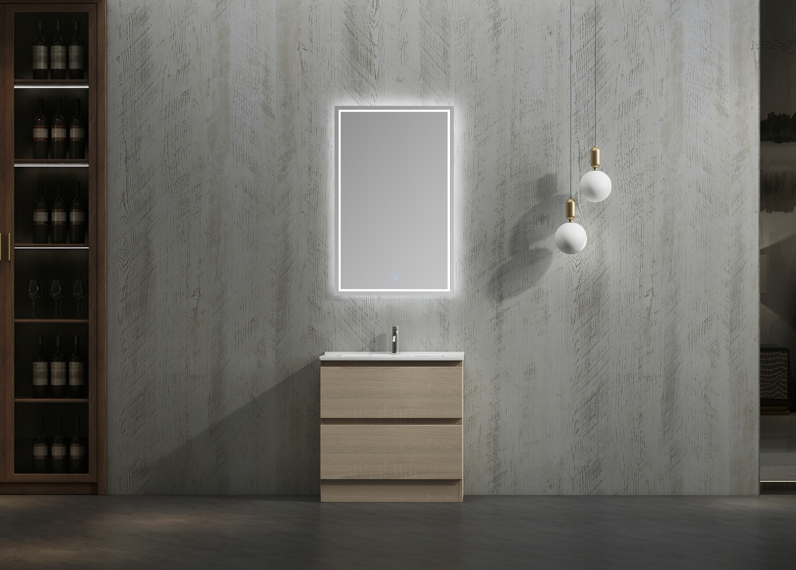Nora Modena Floor Standing Slim Vanity North American Oak W590*D355*H820 (RBV-1021MCLO600)