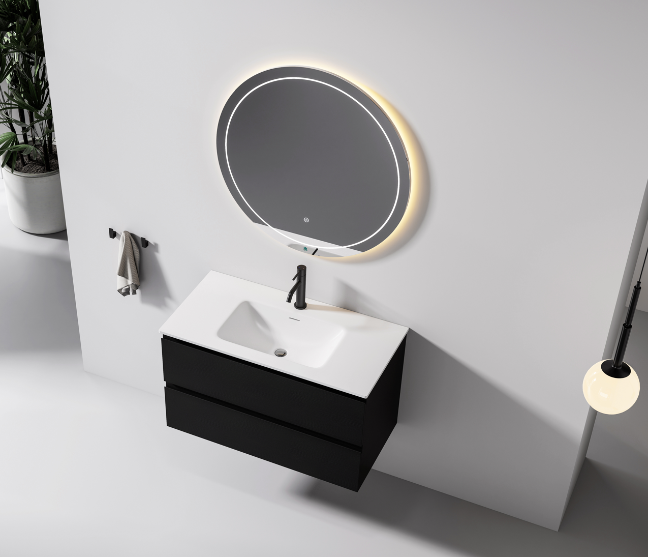 Nora Modena Wall-Hung Vanity Charred Oak W890*D460*H520 (RBV-1008MCCO900)