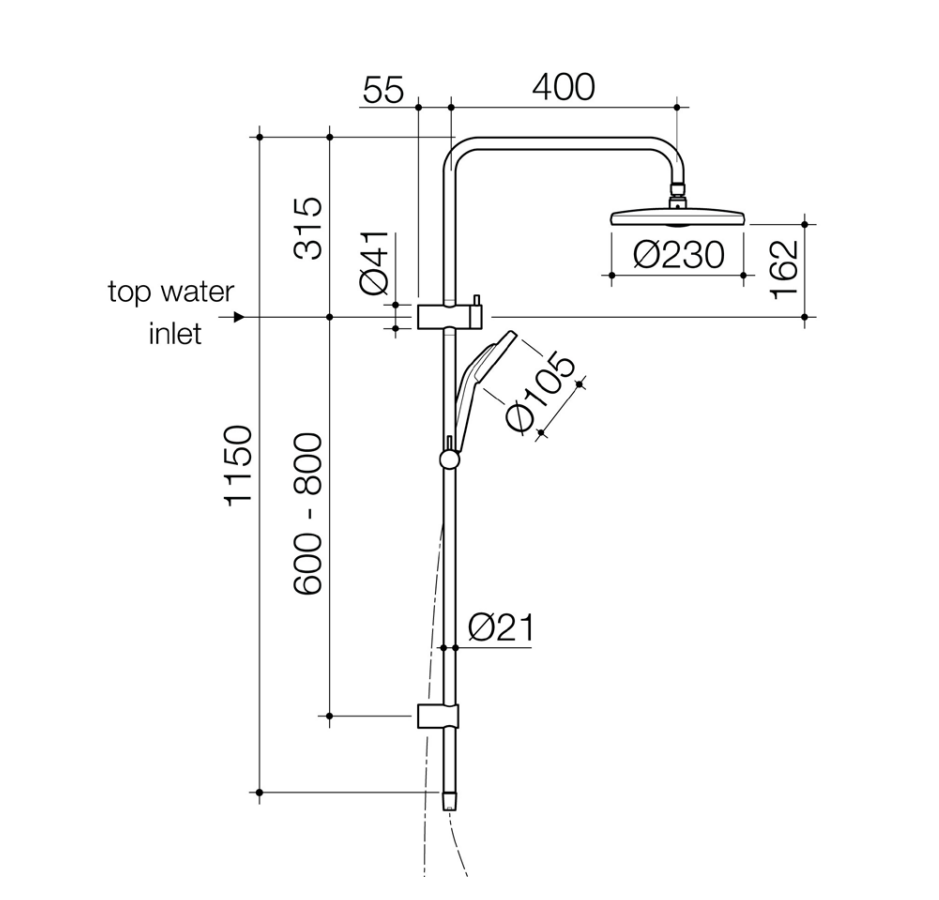 Methven Maku MK2 Satinjet Shower System Rail Shower & Overhead - Brushed Nickel (MASSBN33)