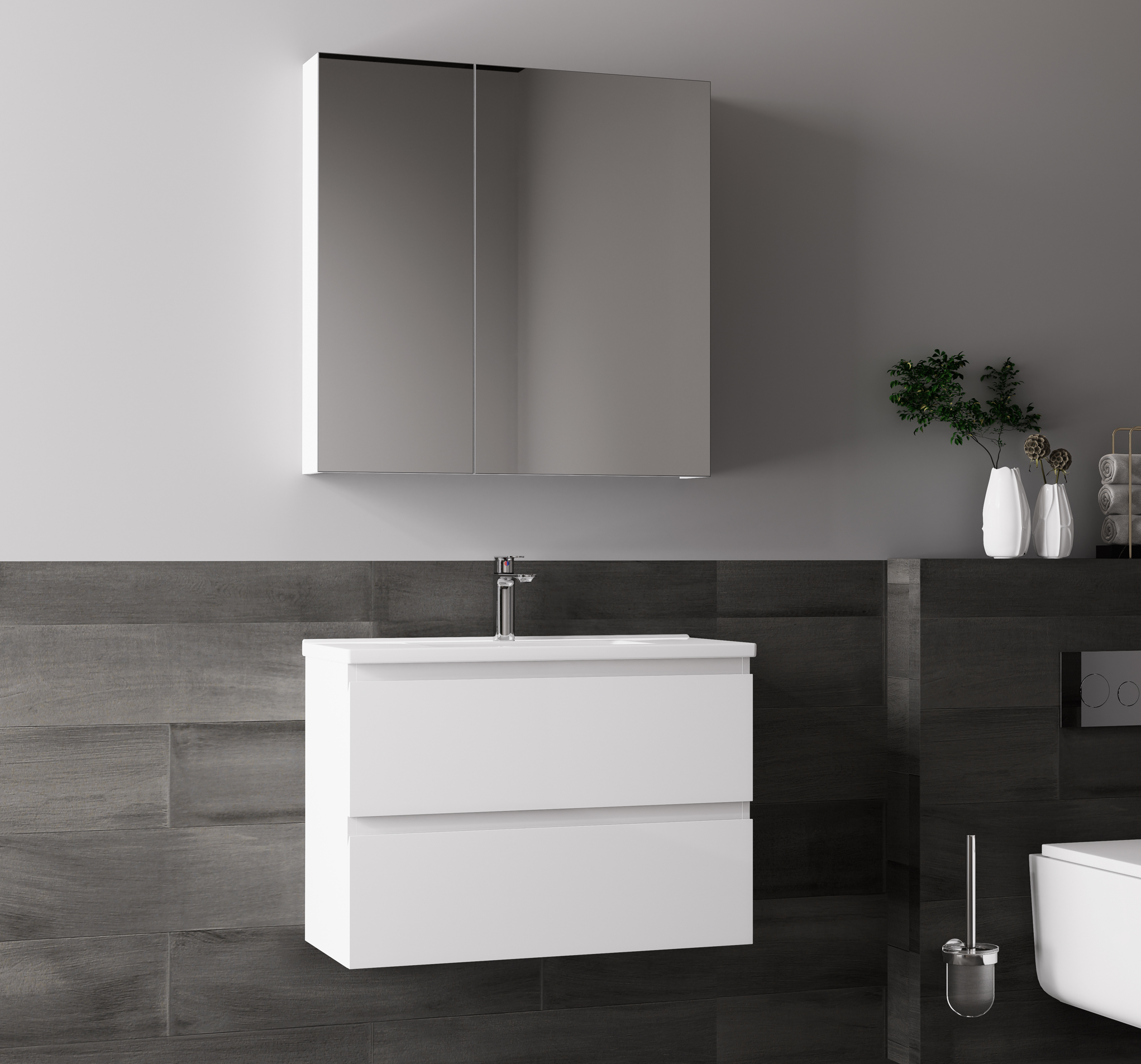 Nora Modena Wall-Hung Slim Vanity White W590*D355*H520 (RBV-1019MCWH600)