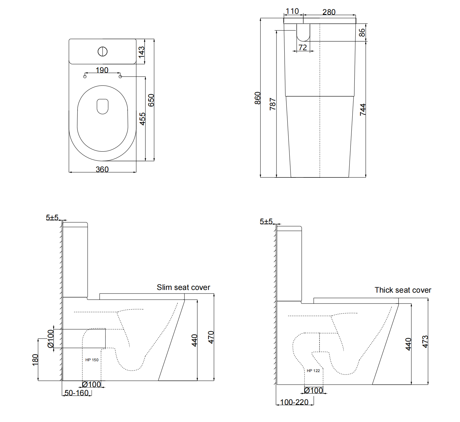 Nora Roma Rimless Back to Wall Toilet Suite P/S Trap (DL2297)